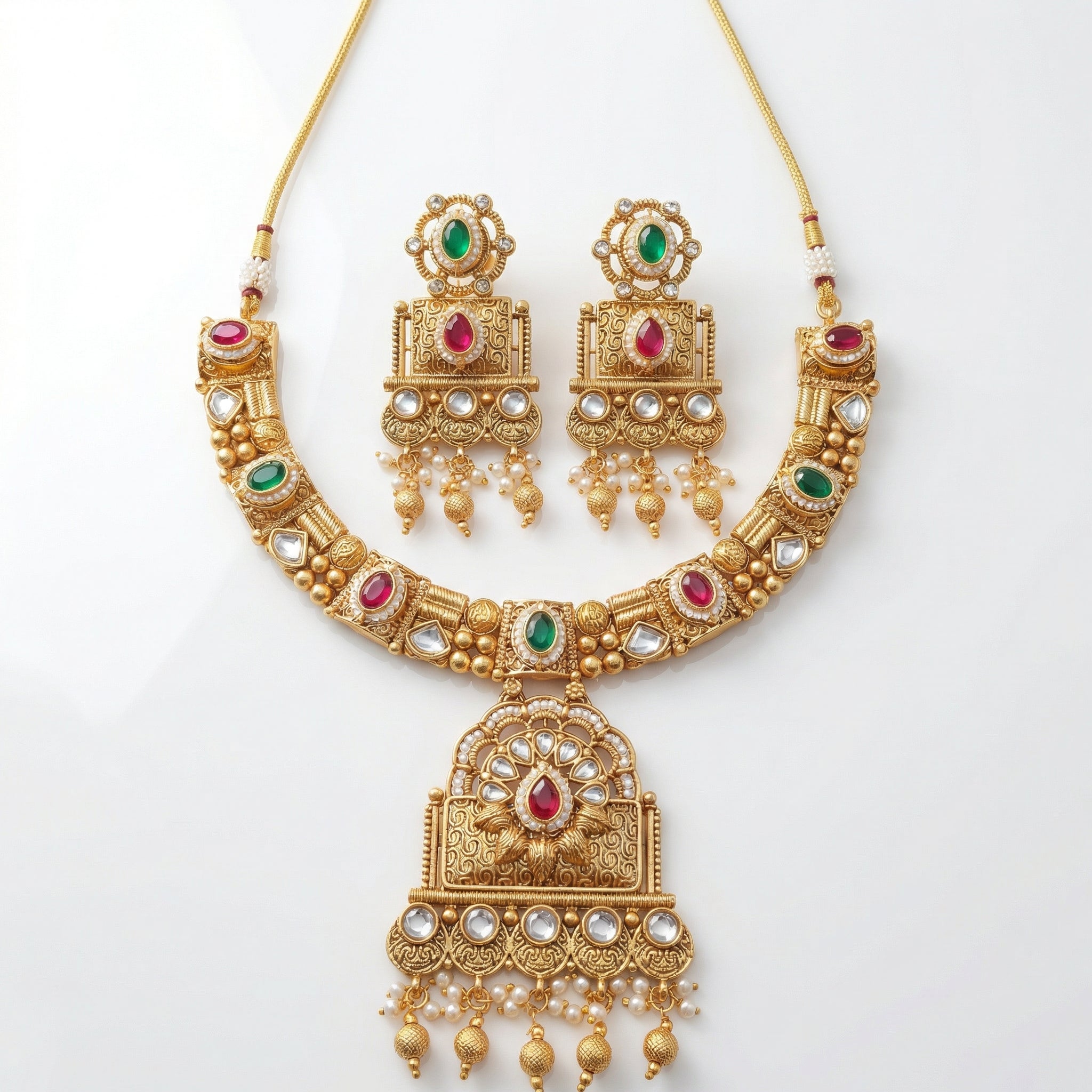 Temple Choker Necklace | Pallavi Gold-Plated South Indian Jewellery Set