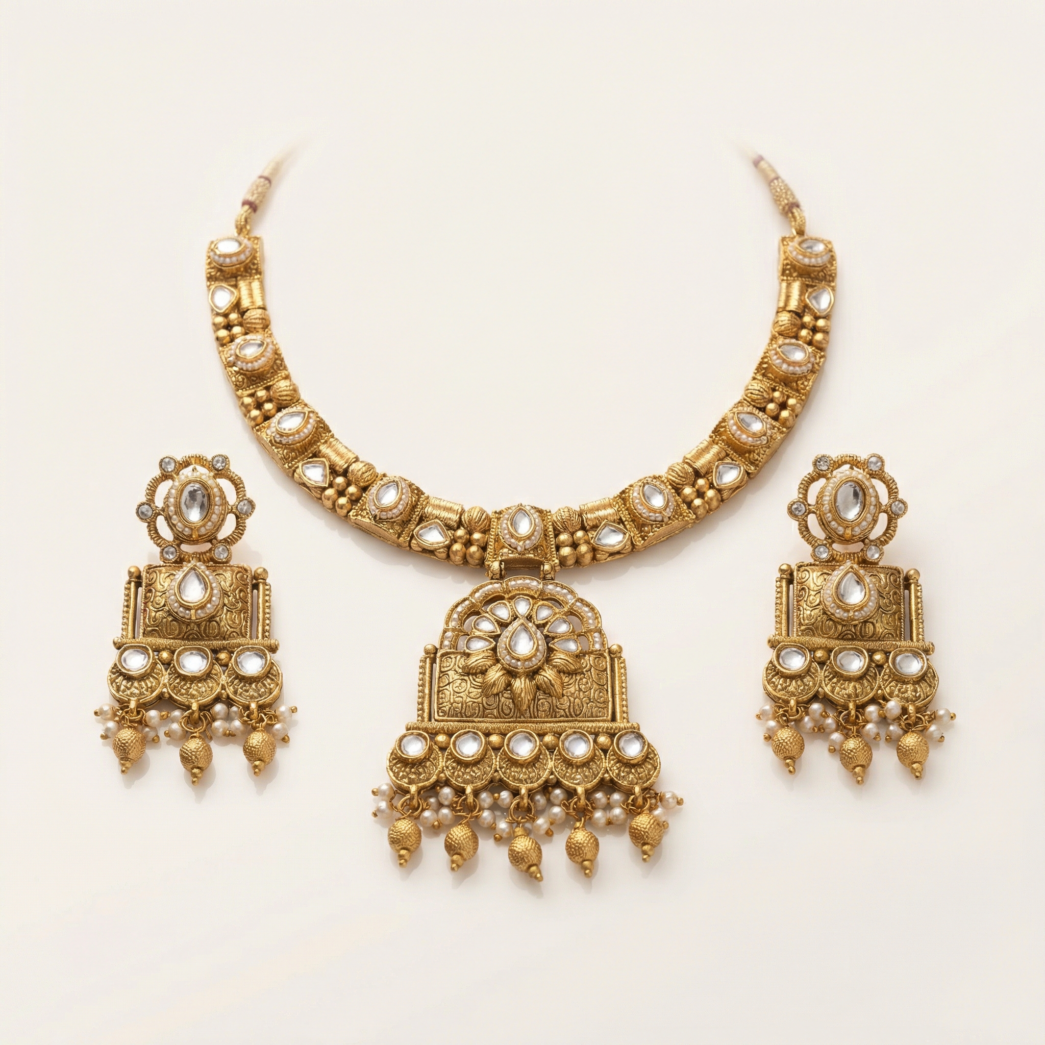Temple Choker Necklace | Pallavi Gold-Plated South Indian Jewellery Set