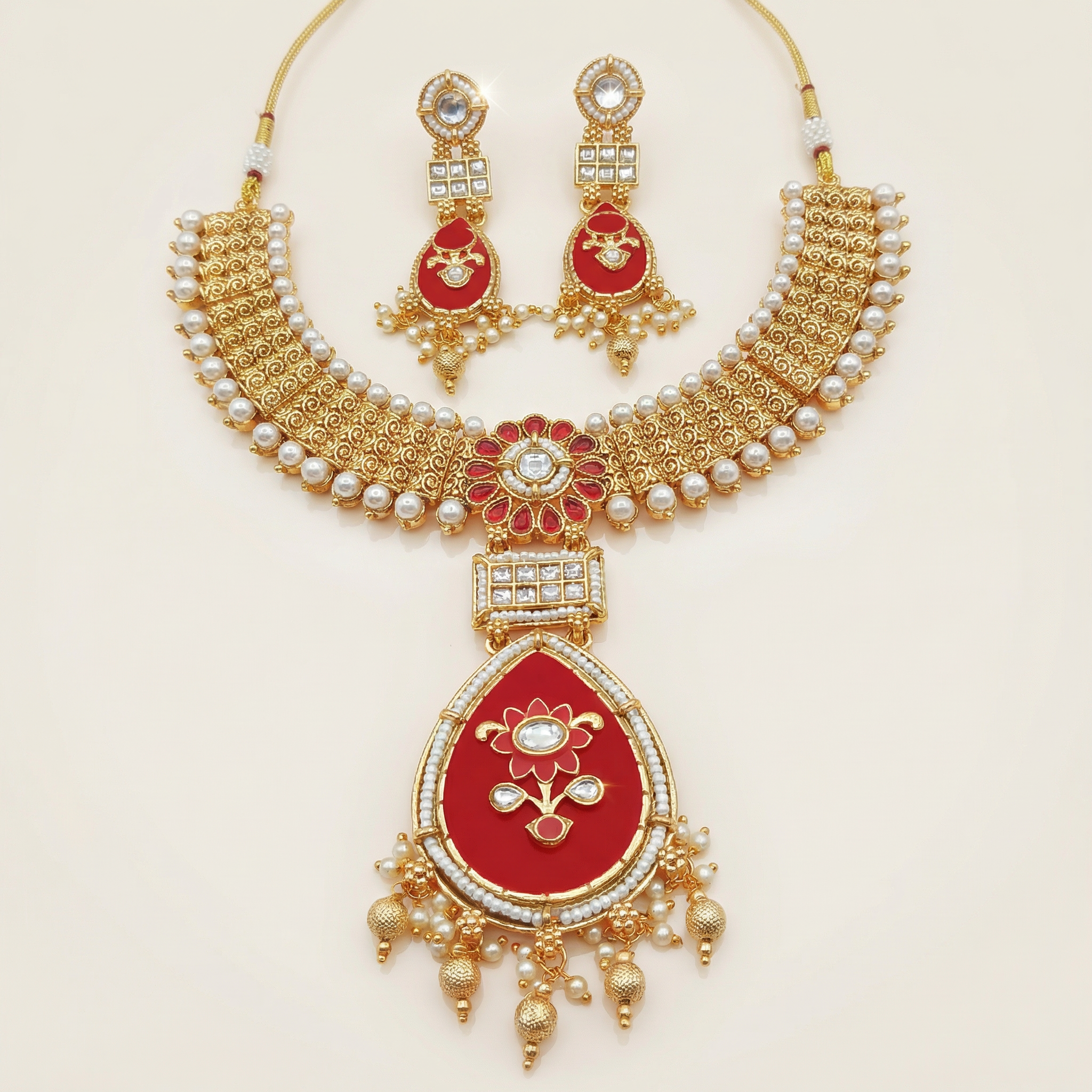 Meenakari Kundan Necklace | Rajputi Pearl Choker Bridal Jewelry