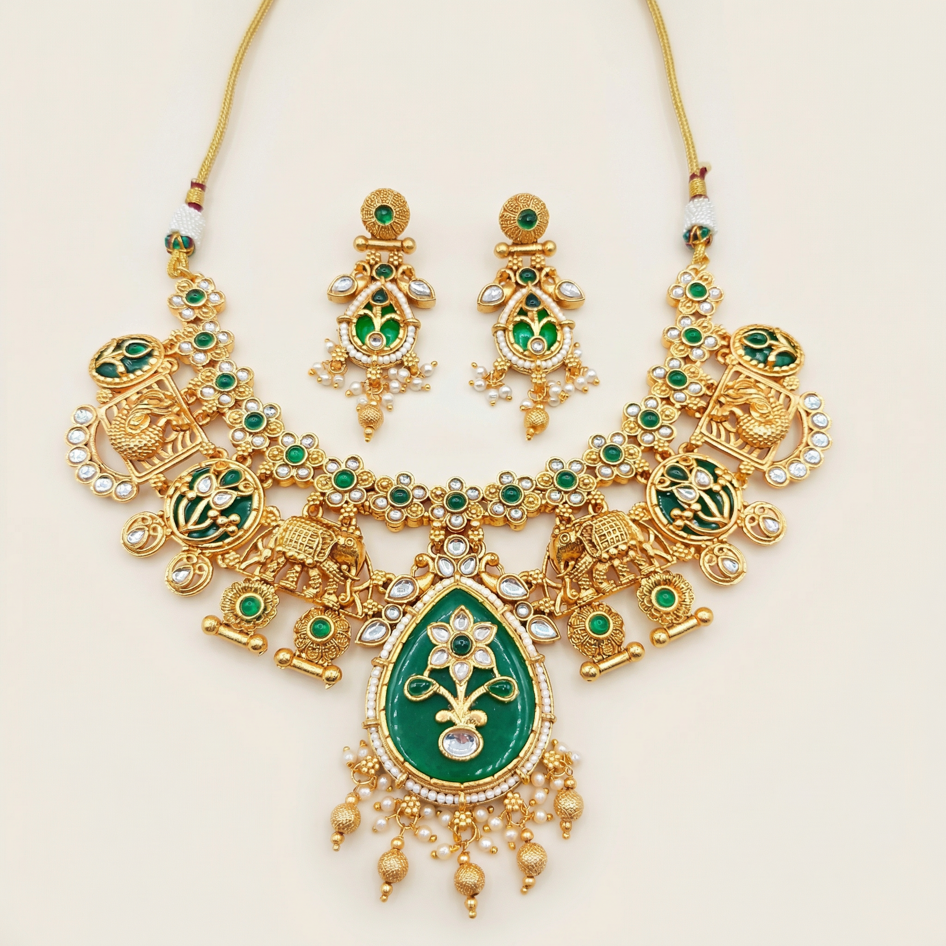 Meenakari Necklace | Antique Gold Choker Set Bridal Jewelry - nandai.store