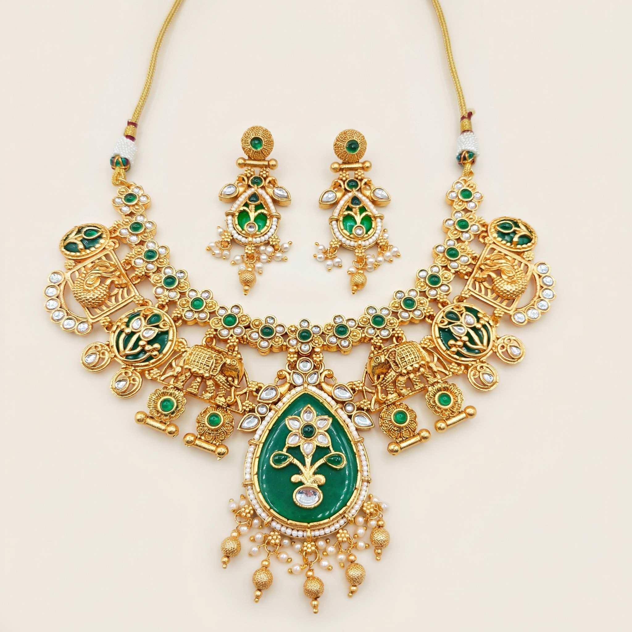 Meenakari Necklace | Antique Gold Choker Set Bridal Jewelry - nandai.store