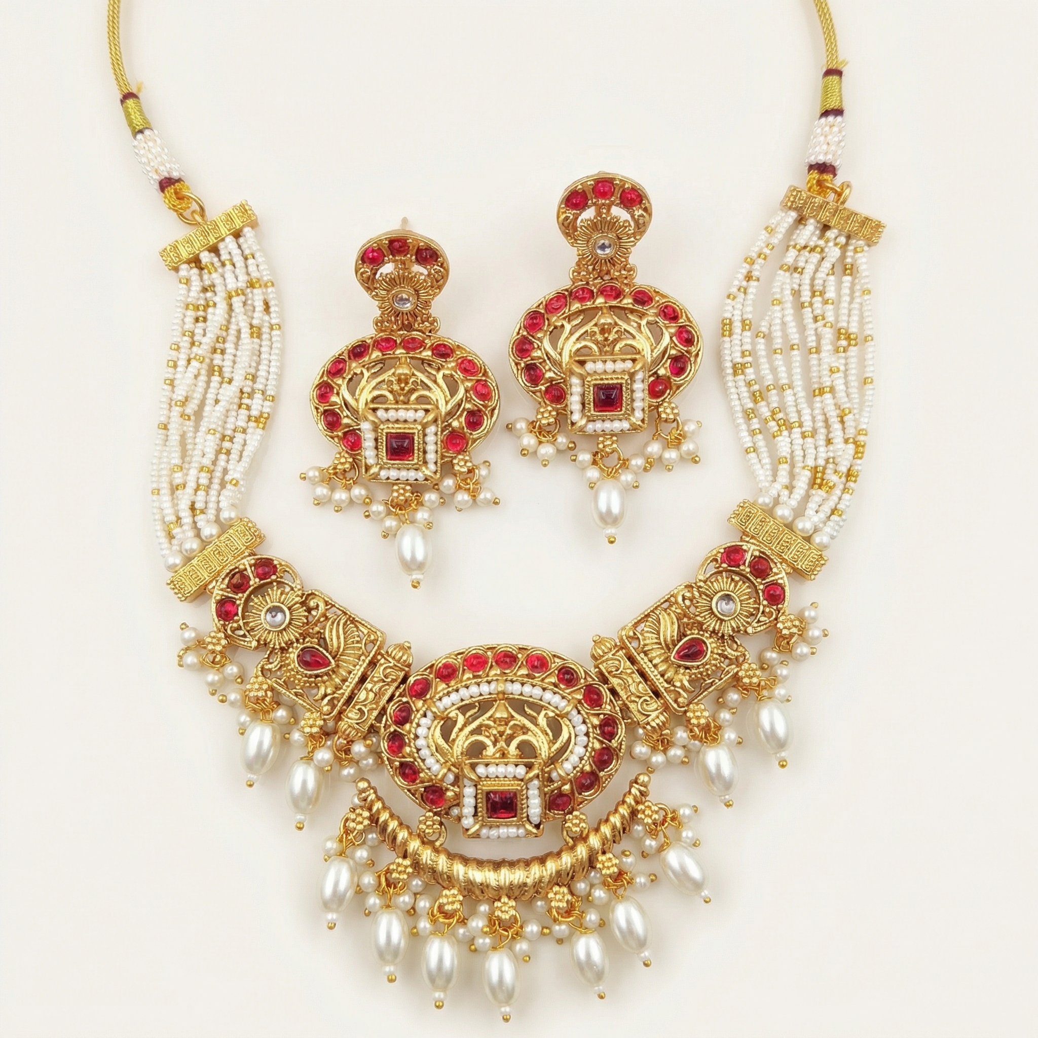 Meenakari Necklace Set | Rajwadi Luxury Handcrafted Bridal Jewelry - nandai.store