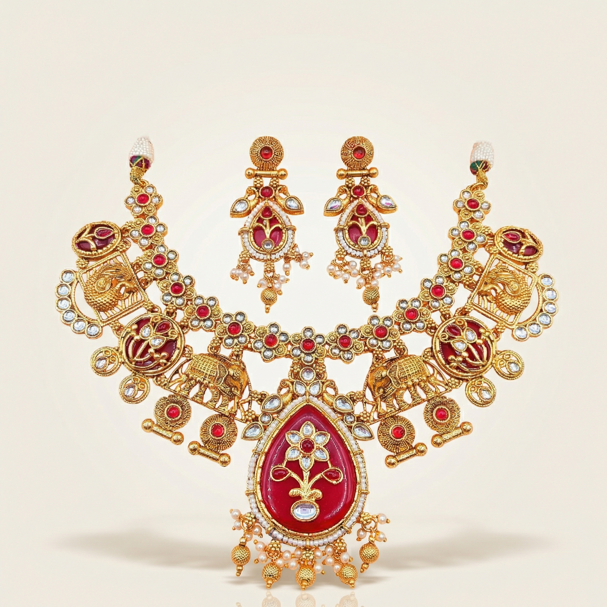 Meenakari Necklace | Antique Gold Choker Set Bridal Jewelry - nandai.store