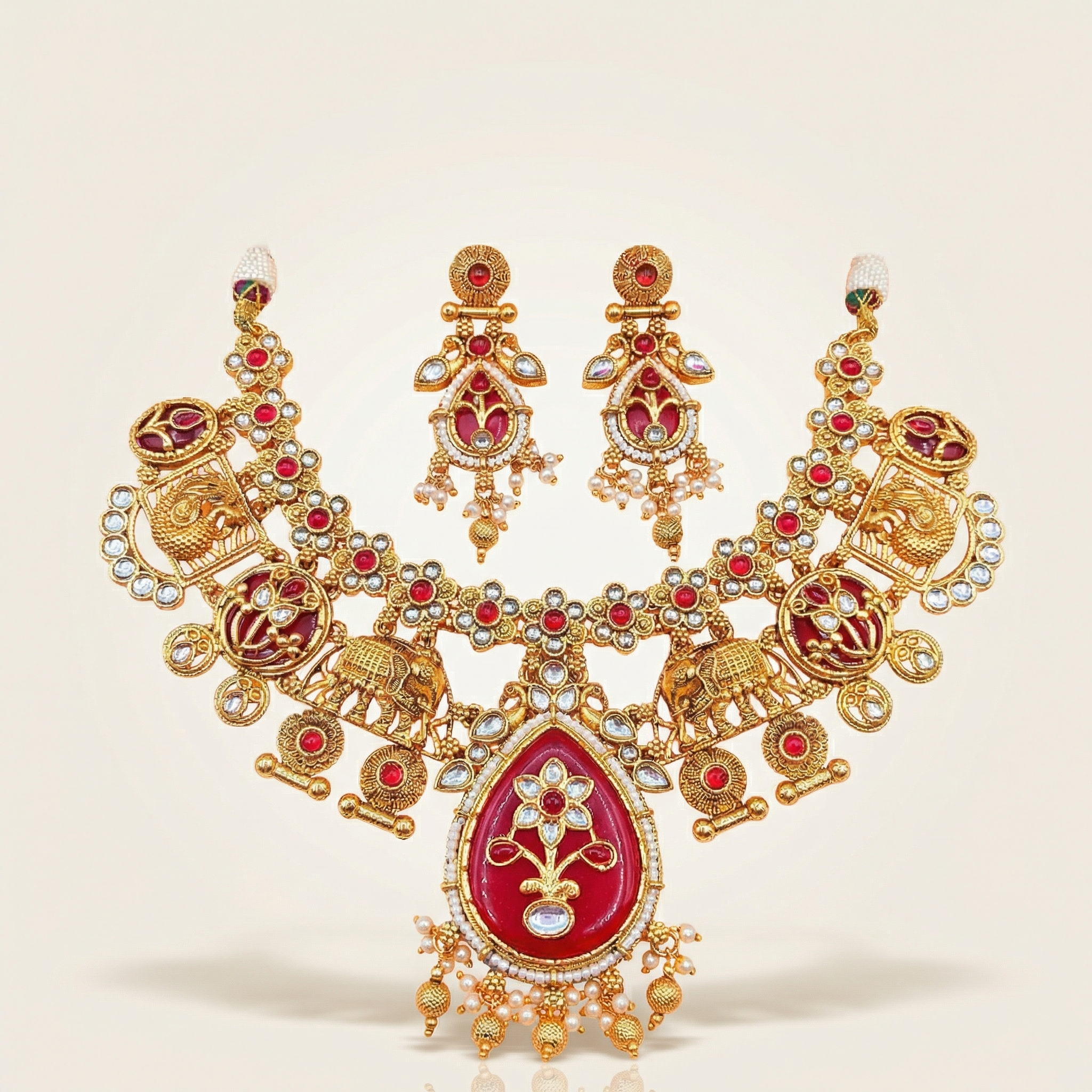 Meenakari Necklace | Antique Gold Choker Set Bridal Jewelry - nandai.store