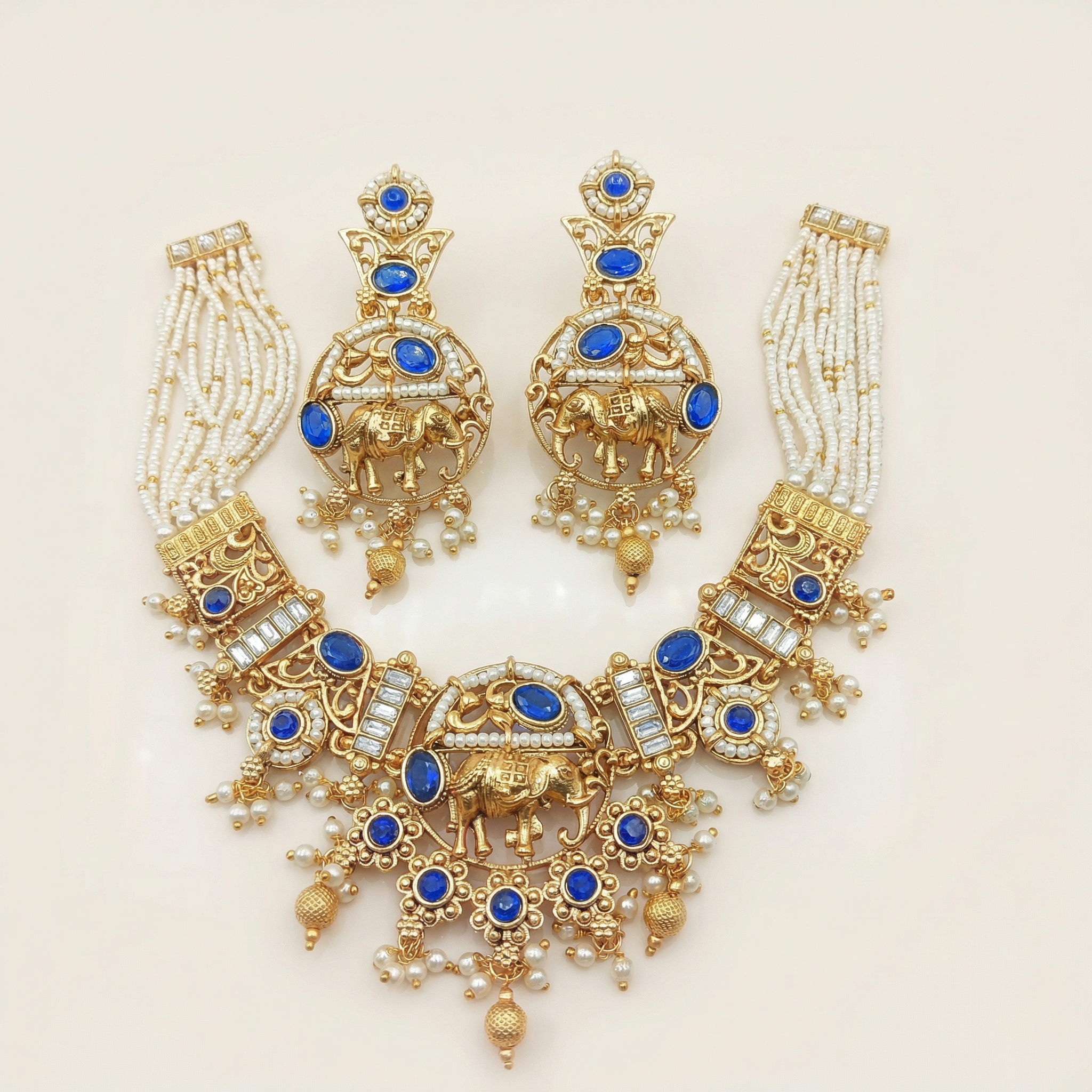 Elephant Necklace Set | Rajputi Luxury Rajwadi Wedding Jewelry - nandai.store