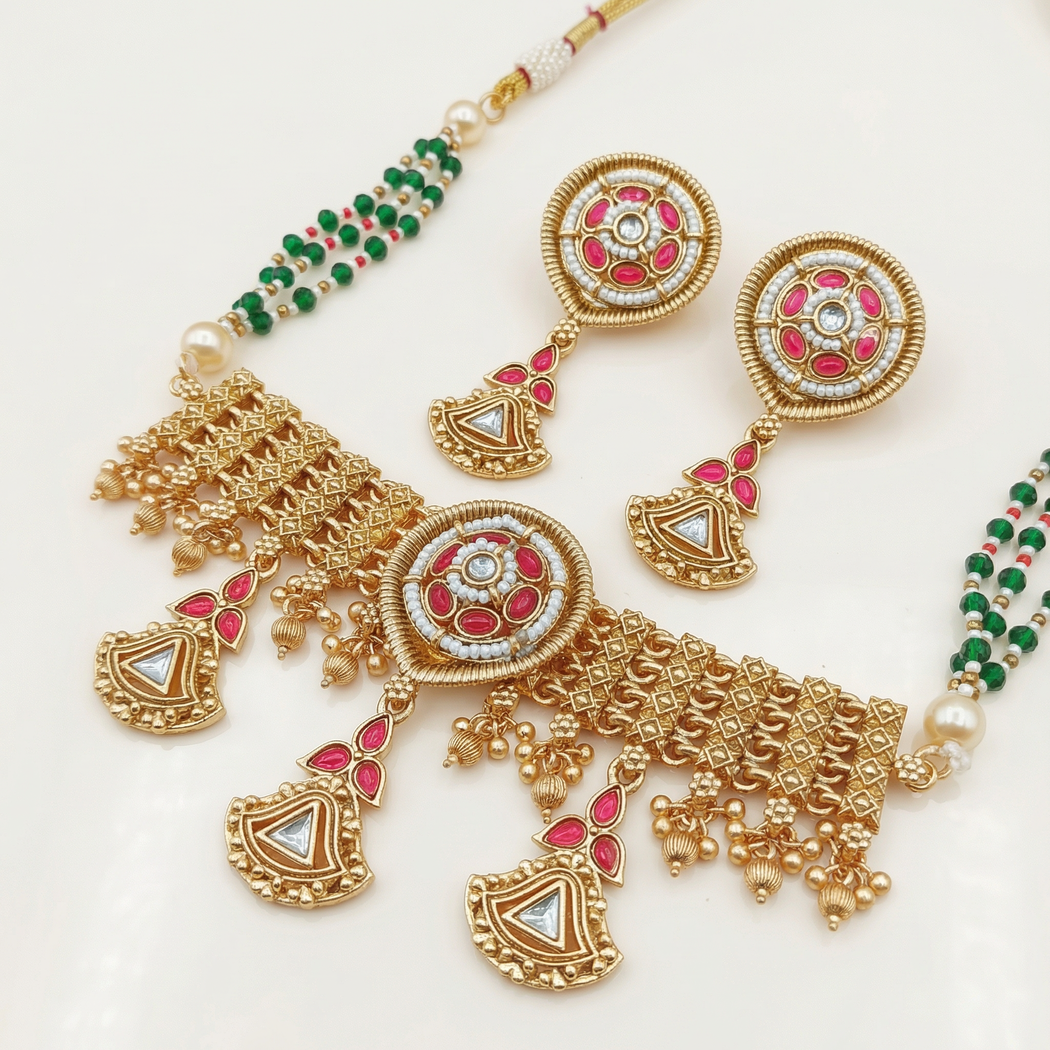 Kundan Choker Set | Meenakari Rajputi Luxury Indian Jewelry - nandai.store