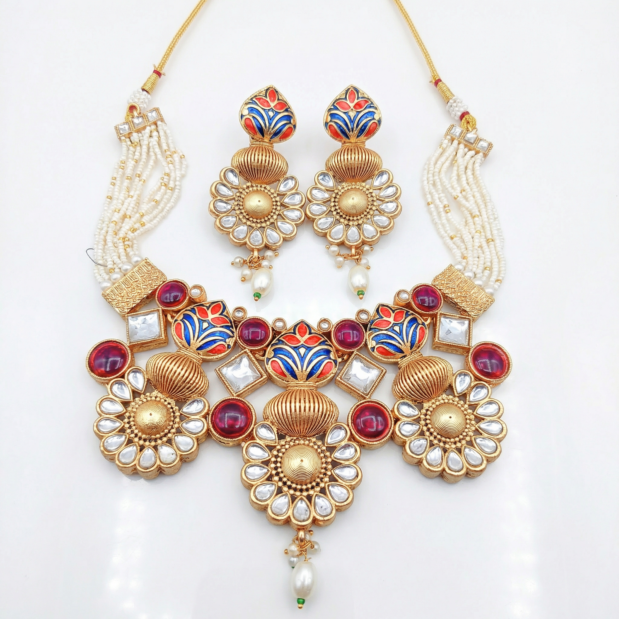 Sonakshi Matte Gold HasadiC hoker Set - Elegant Rajputi Jewellery for Timeless Beauty - nandai.store