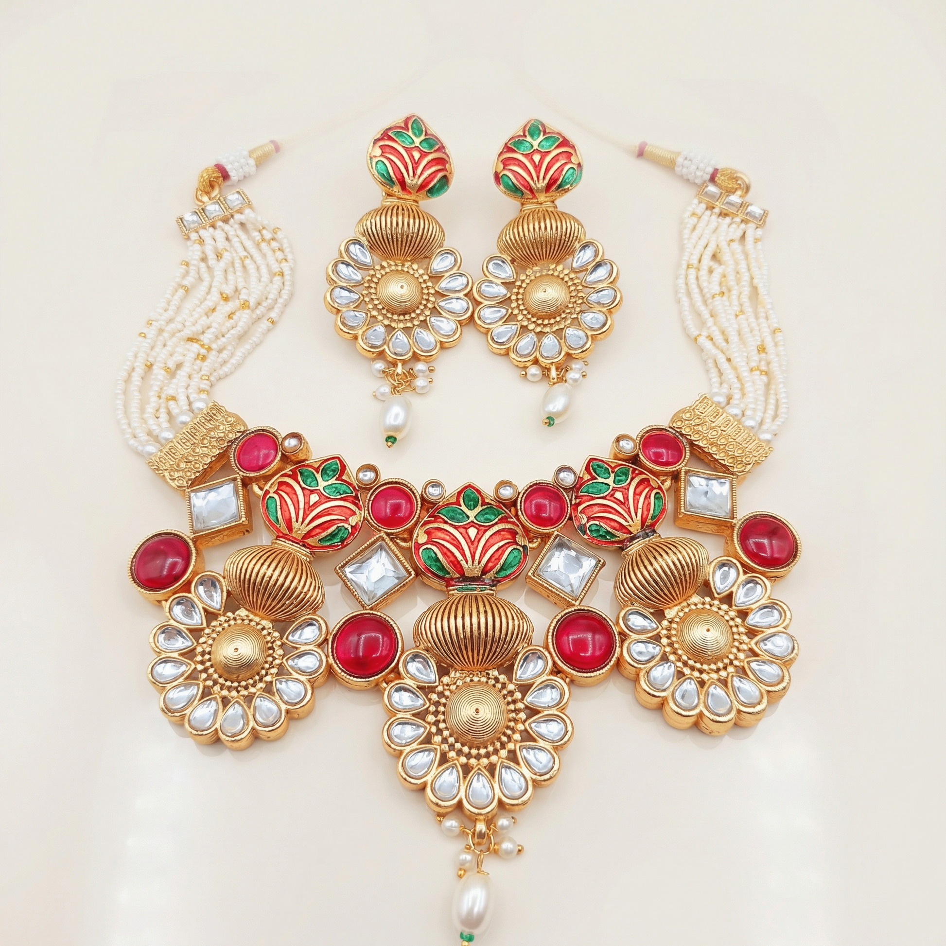 Sonakshi Matte Gold HasadiC hoker Set - Elegant Rajputi Jewellery for Timeless Beauty - nandai.store