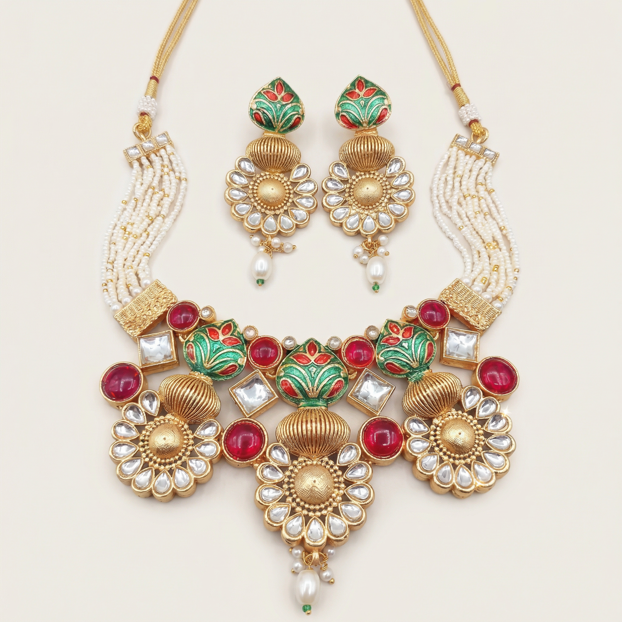 Sonakshi Matte Gold HasadiC hoker Set - Elegant Rajputi Jewellery for Timeless Beauty - nandai.store