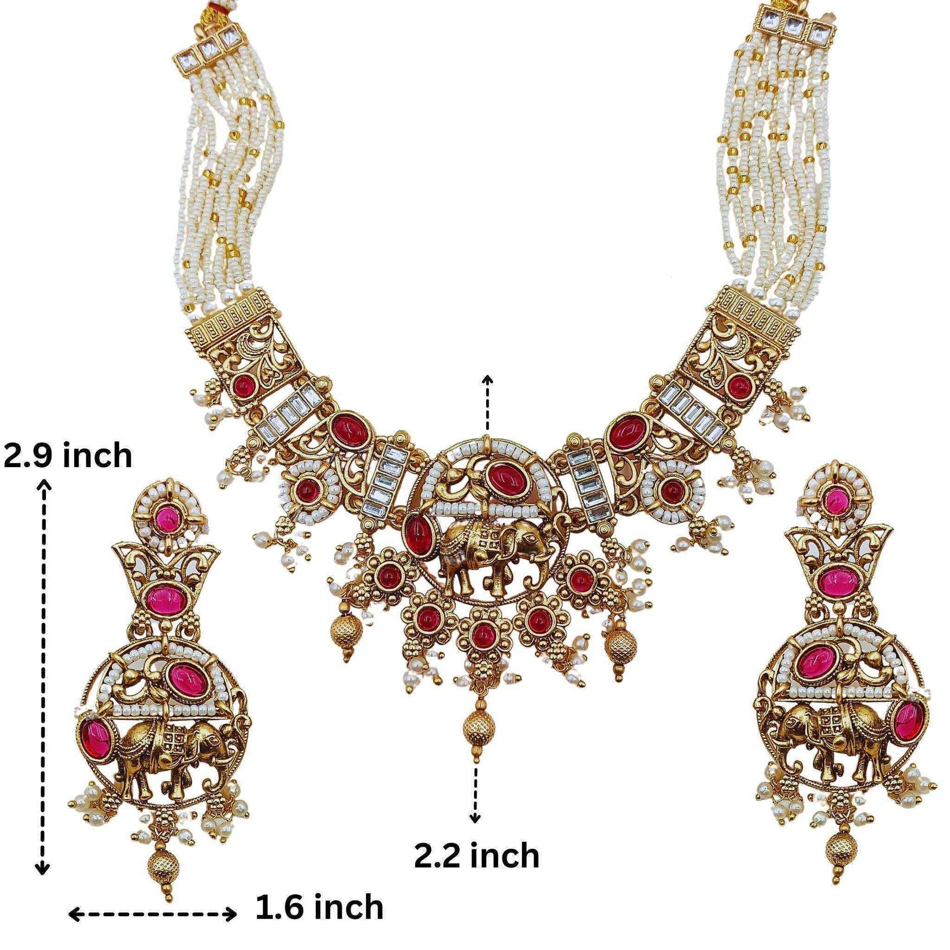 Elephant Necklace Set | Rajputi Luxury Rajwadi Wedding Jewelry