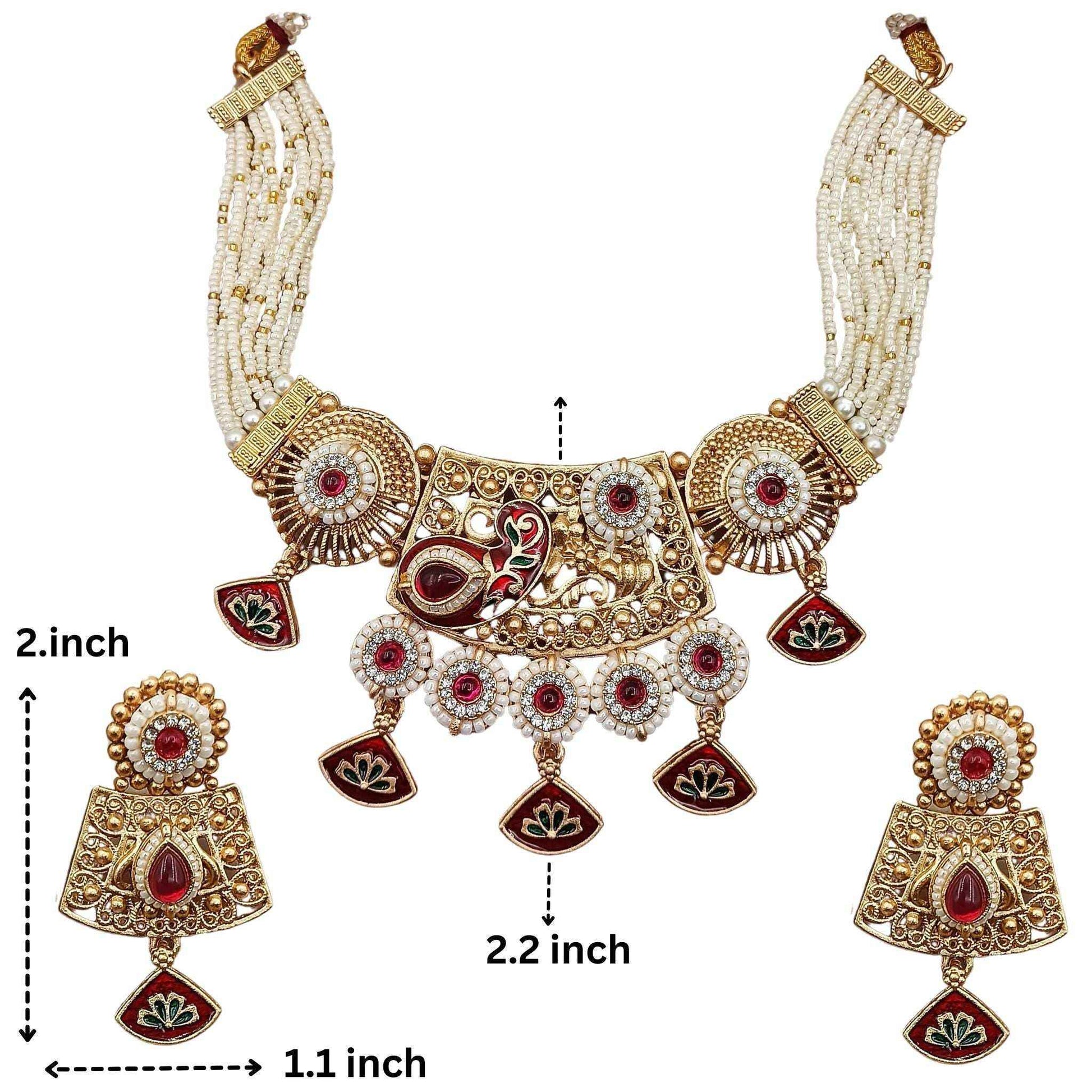 Meenakari Necklace | Tripti Rajputi Gold-Plated Statement Set with Earrings