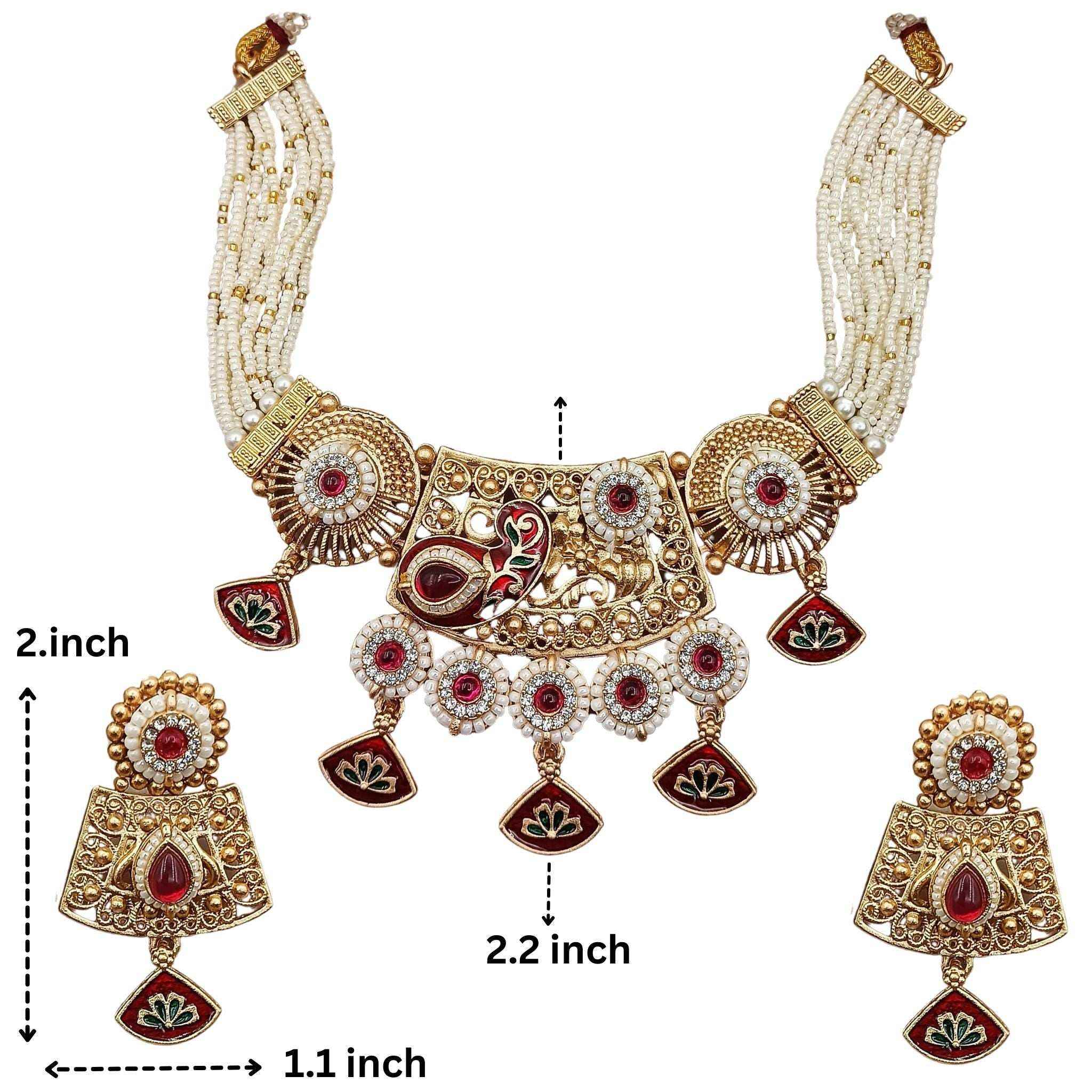 Meenakari Necklace | Tripti Rajputi Gold-Plated Statement Set with Earrings