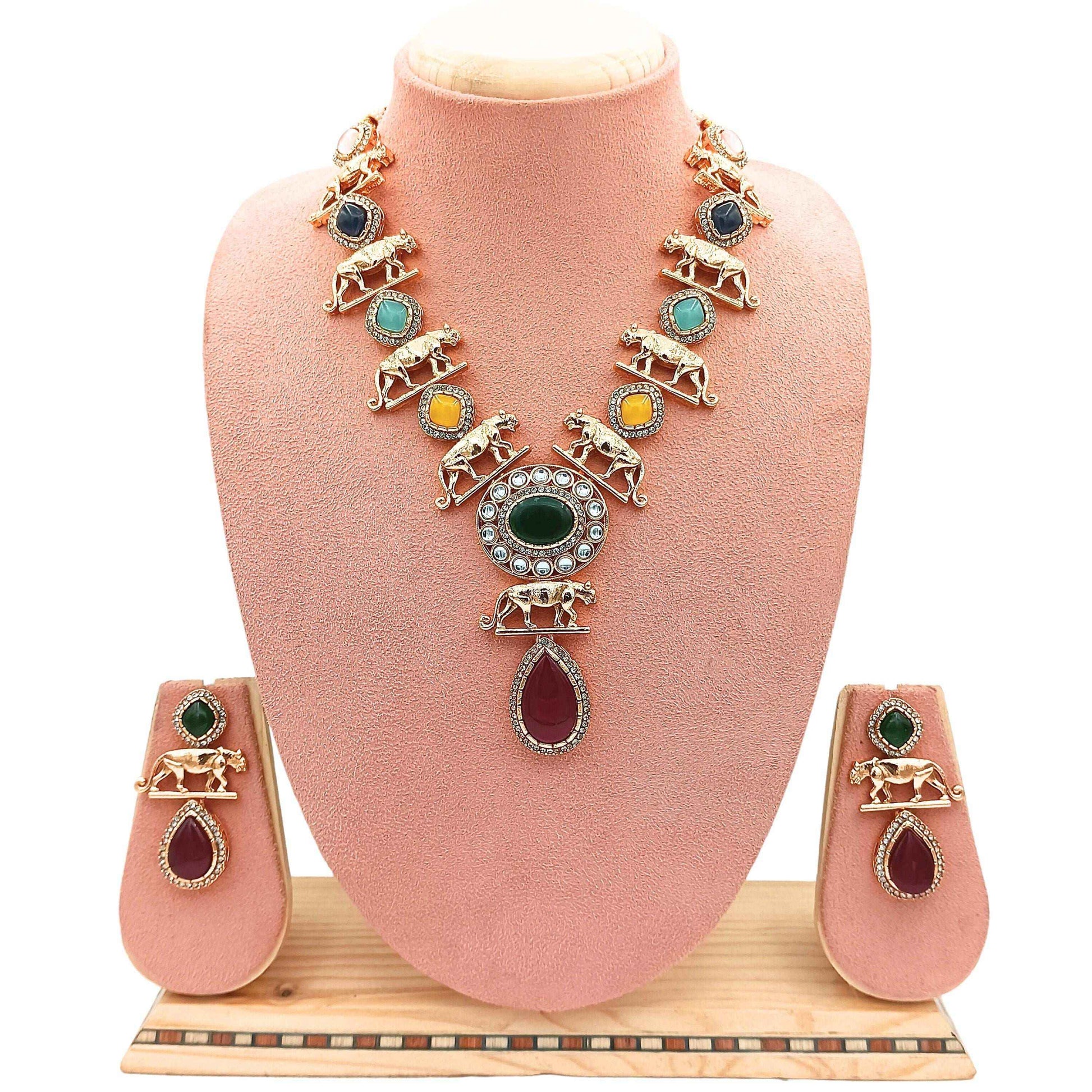 Meenakari Necklace Set | Rajwadi Luxury Gold-Plated Indian Jewelry
