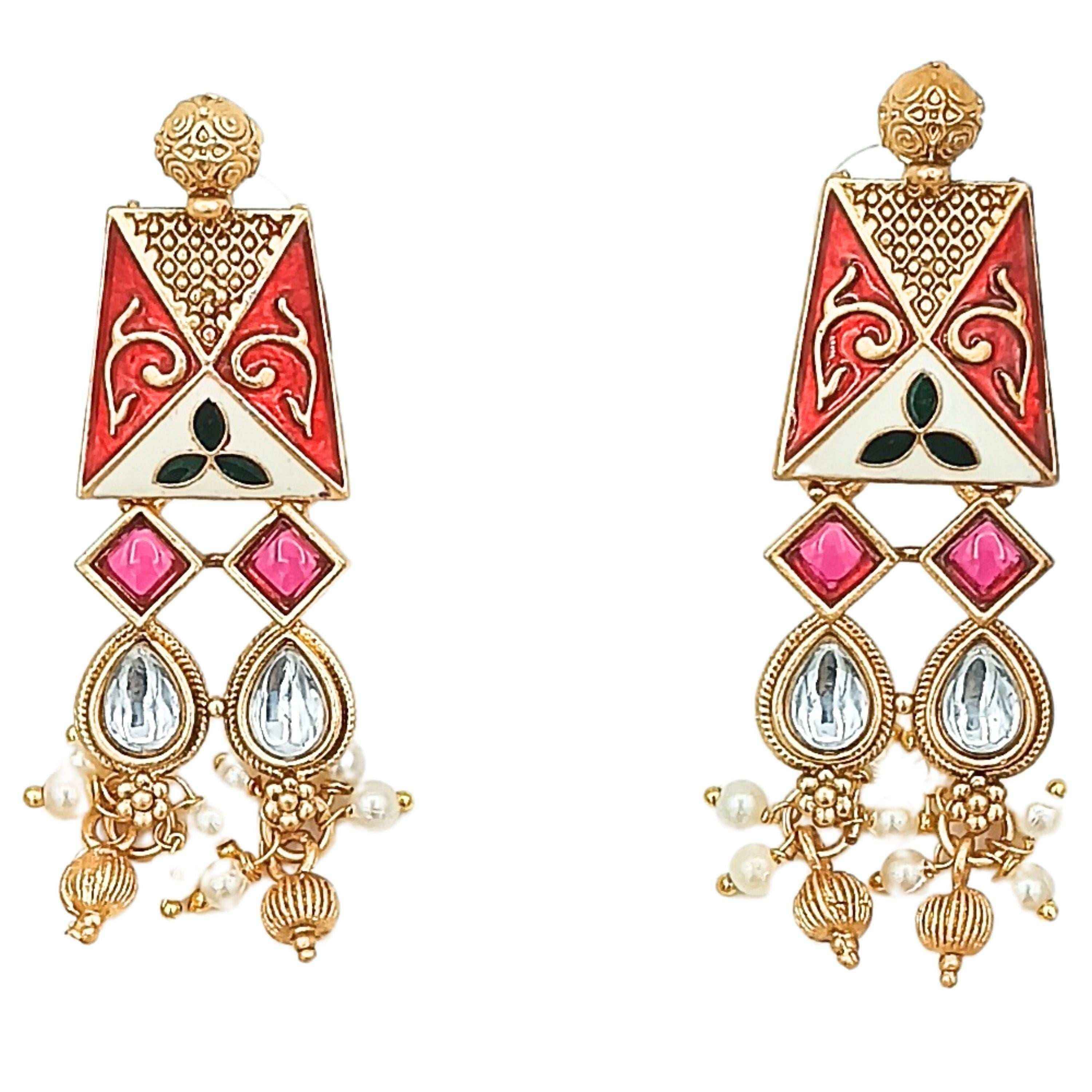 Meenakari Necklace Set | Rajwadi Luxury Gold-Plated Indian Jewelry