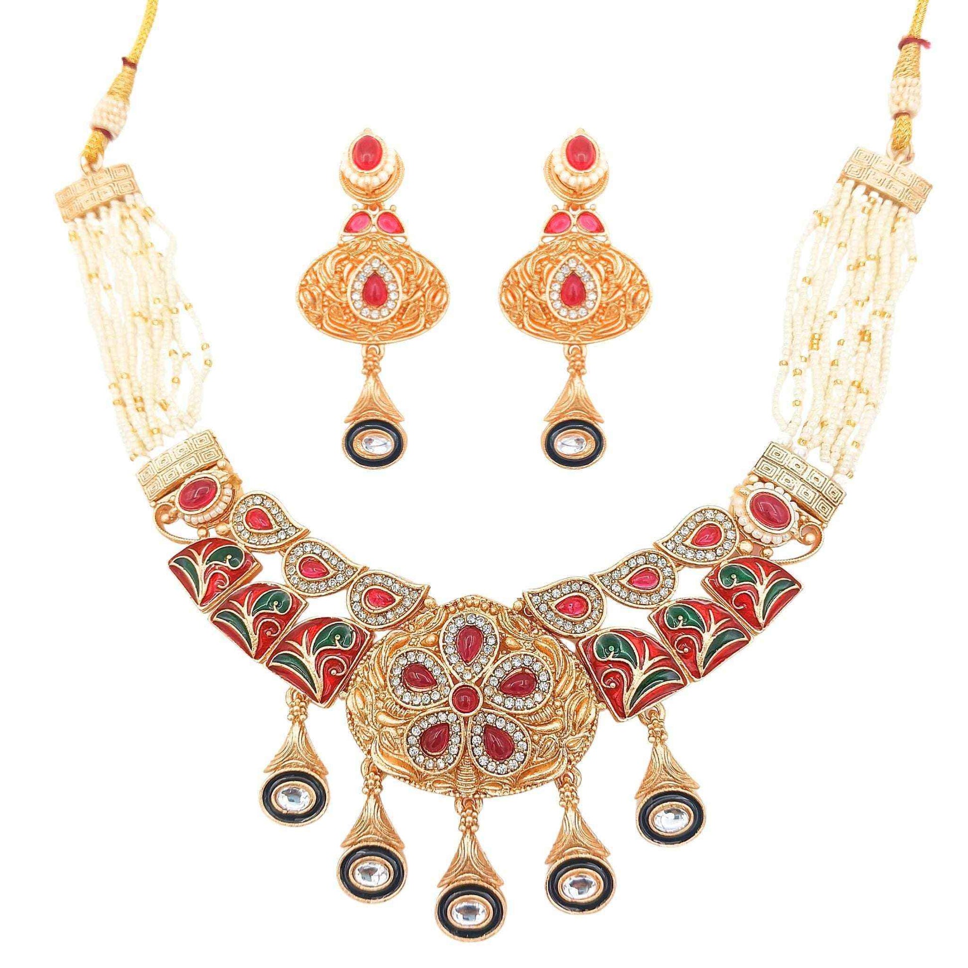 Kundan Necklace Set | Rajwadi Pearl Rajputi Jewelry for Brides