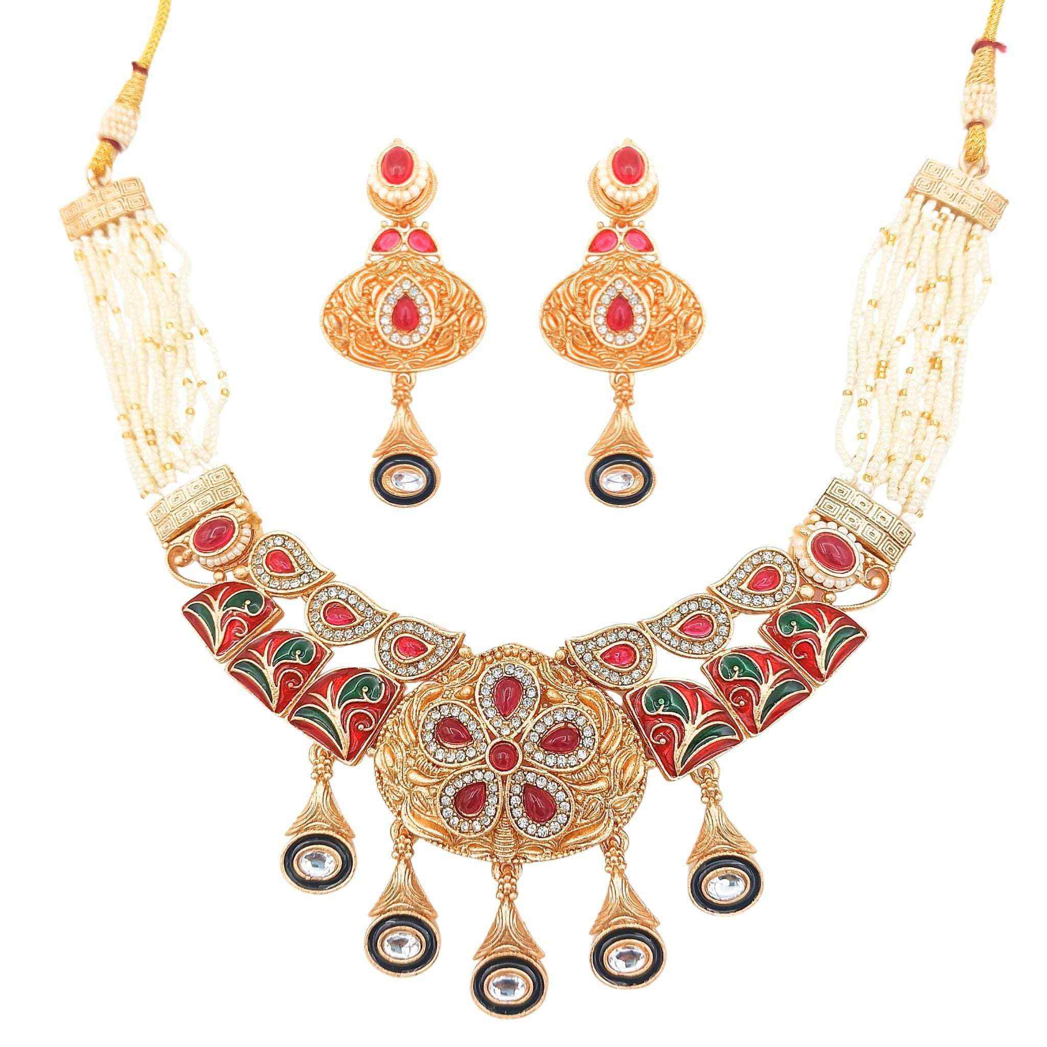 Kundan Necklace Set | Rajwadi Pearl Rajputi Jewelry for Brides