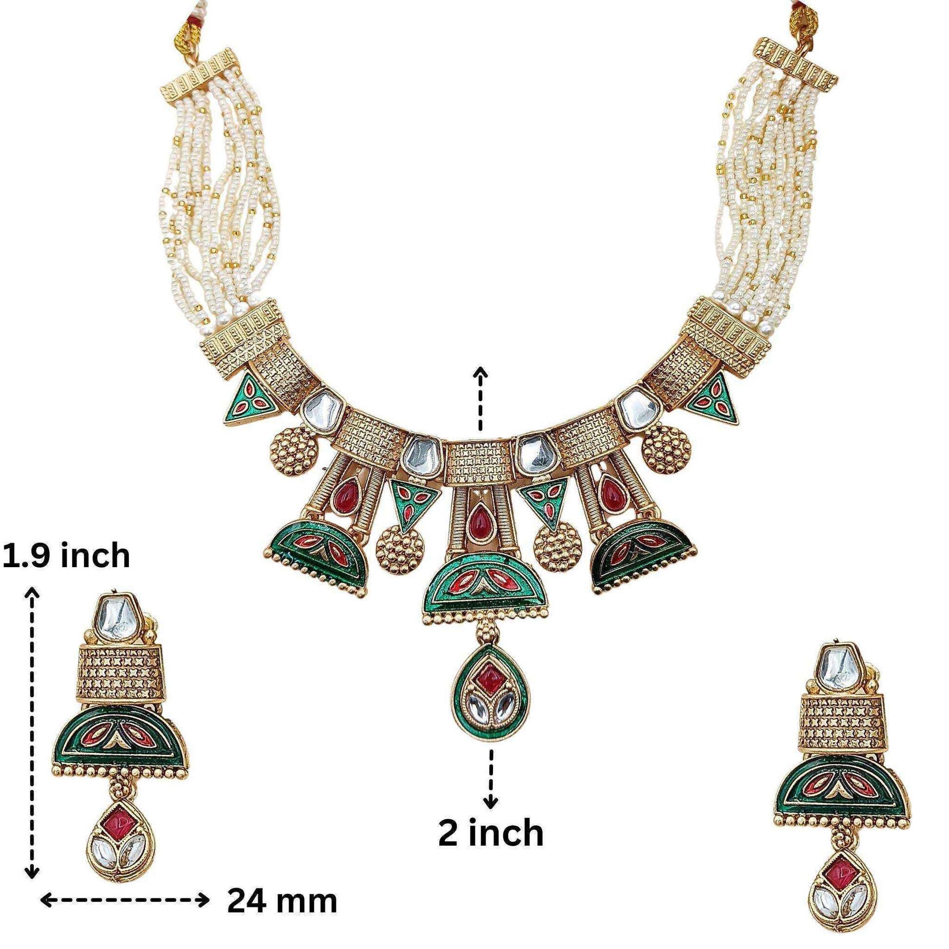 Kundan Choker Set | Ananya Rajwadi Mughal Meenakari Necklace & Earrings