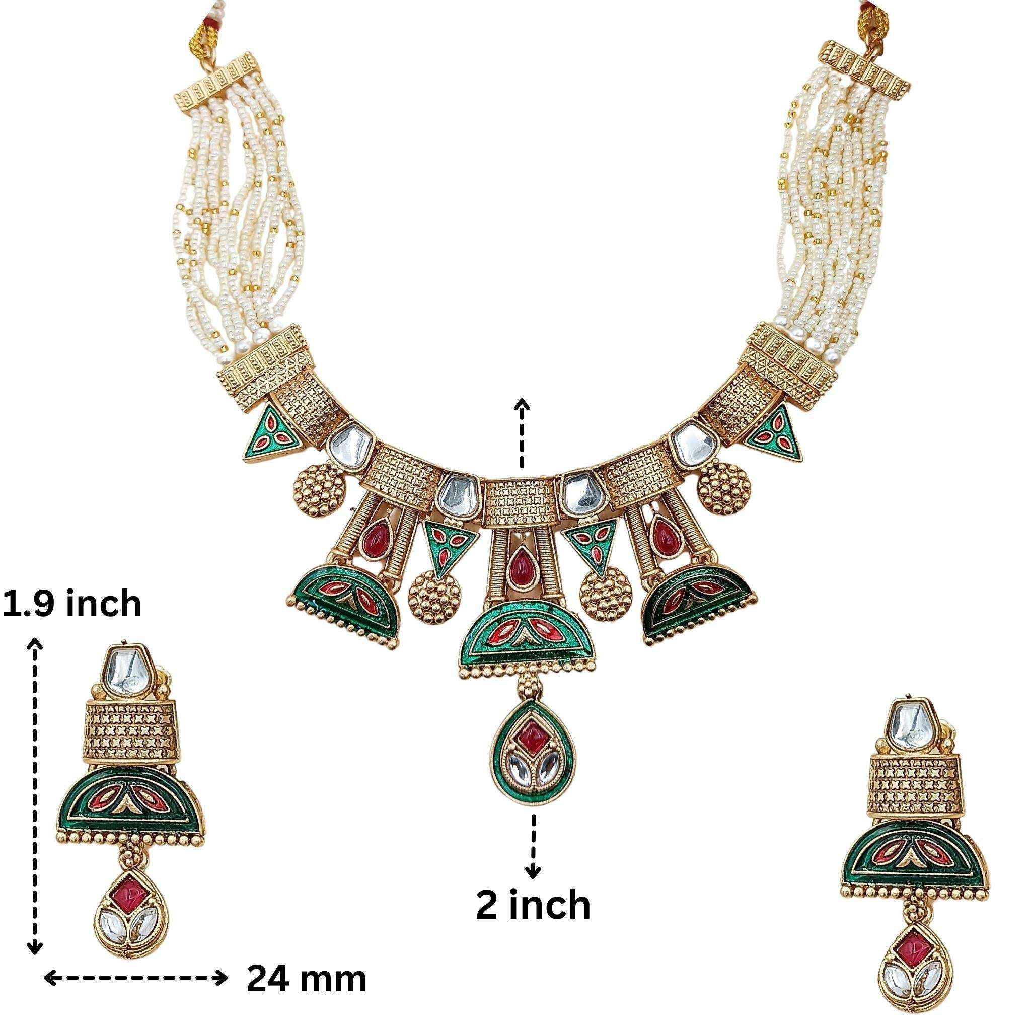 Kundan Choker Set | Ananya Rajwadi Mughal Meenakari Necklace & Earrings