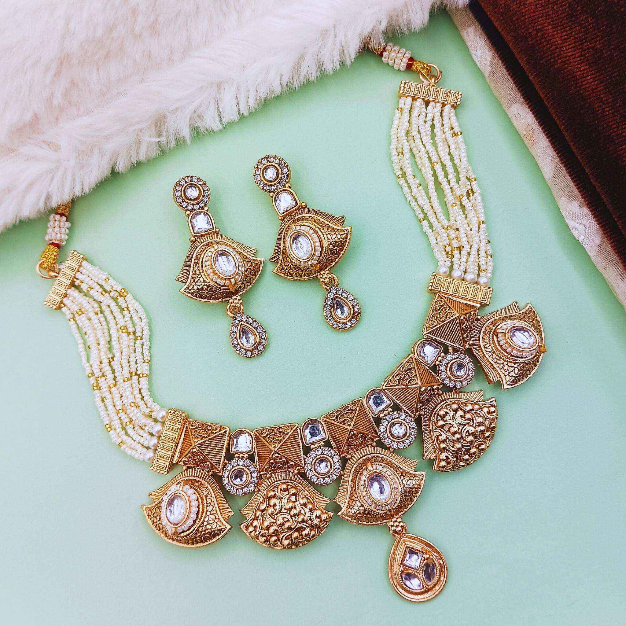 Meenakari Rajputi Choker Necklace | Antique Gold Enamel Jewelry Set