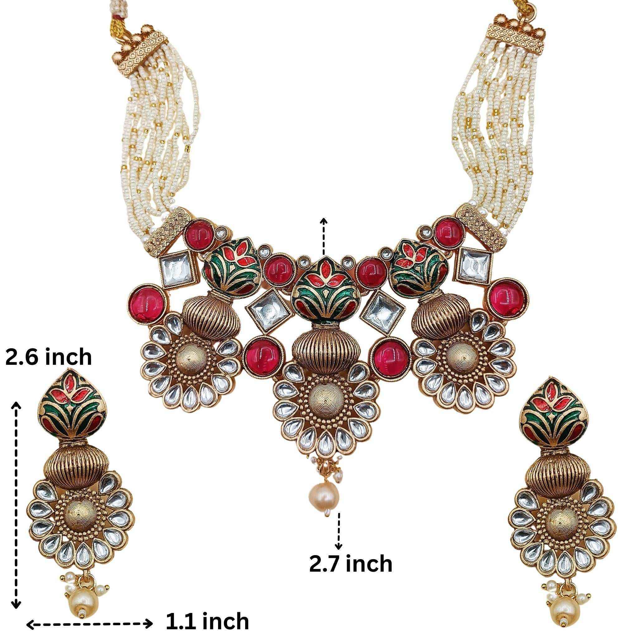 Sonakshi Matte Gold Hasadi Choker Set - Elegant Rajputi Jewellery for Timeless Beauty