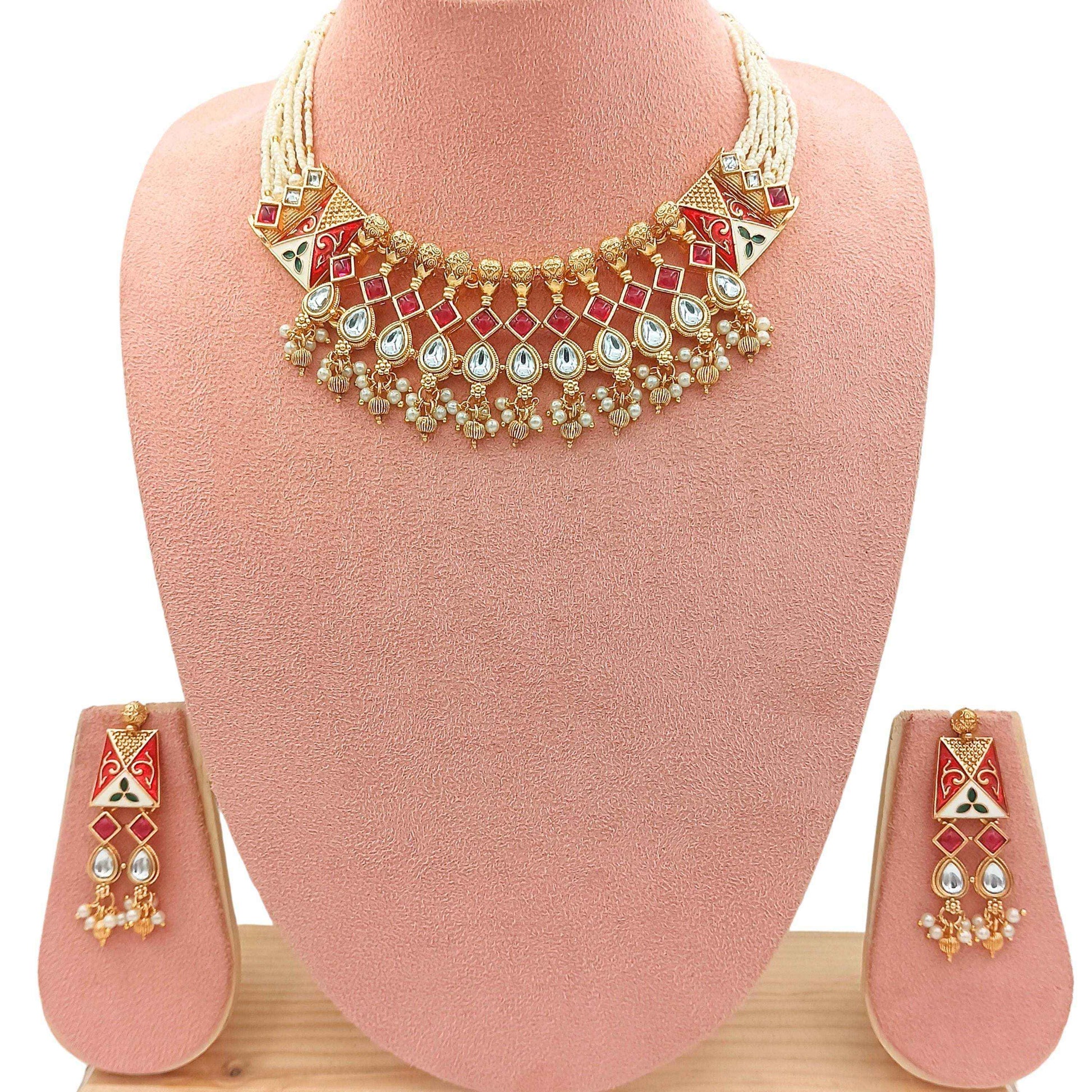 Meenakari Necklace Set | Rajwadi Luxury Gold-Plated Indian Jewelry
