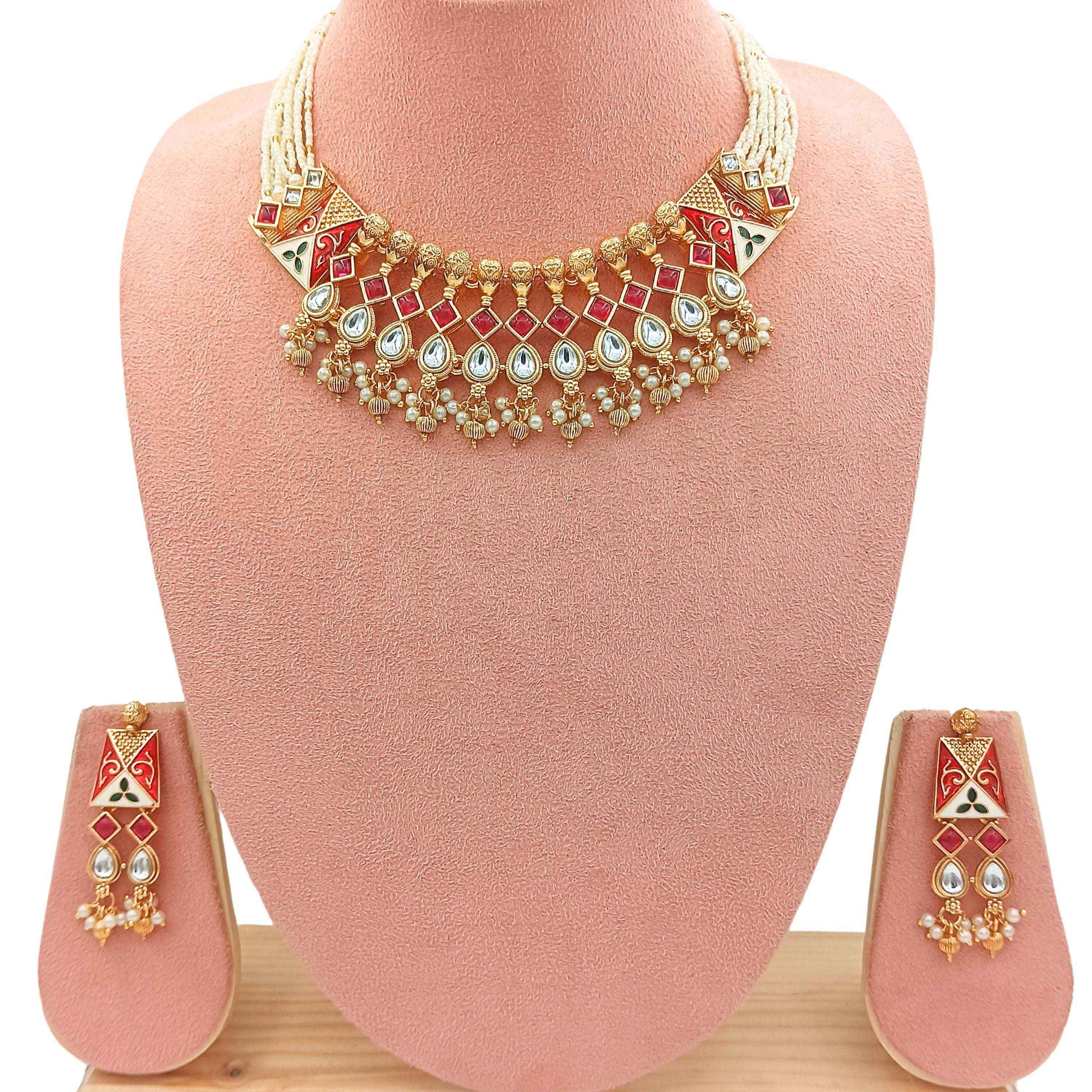Meenakari Necklace Set | Rajwadi Luxury Gold-Plated Indian Jewelry