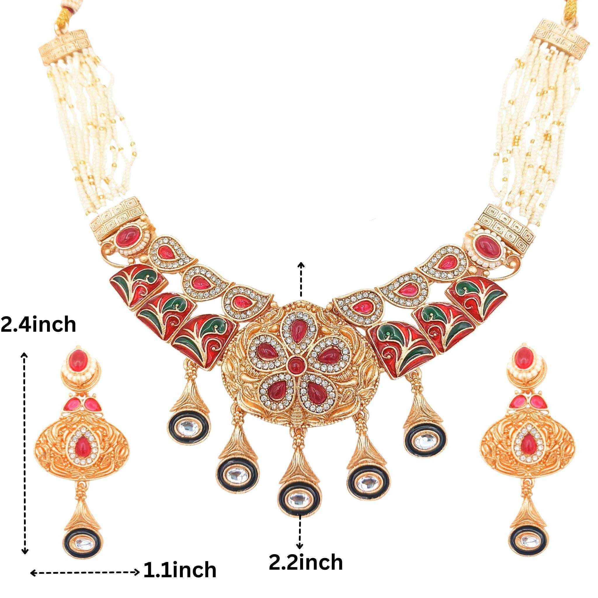 Kundan Necklace Set | Rajwadi Pearl Rajputi Jewelry for Brides