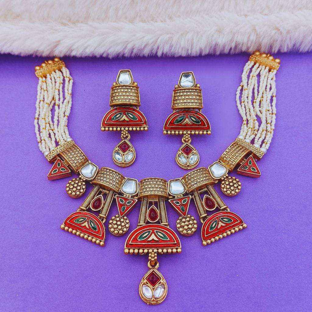 Kundan Choker Set | Ananya Rajwadi Mughal Meenakari Necklace & Earrings