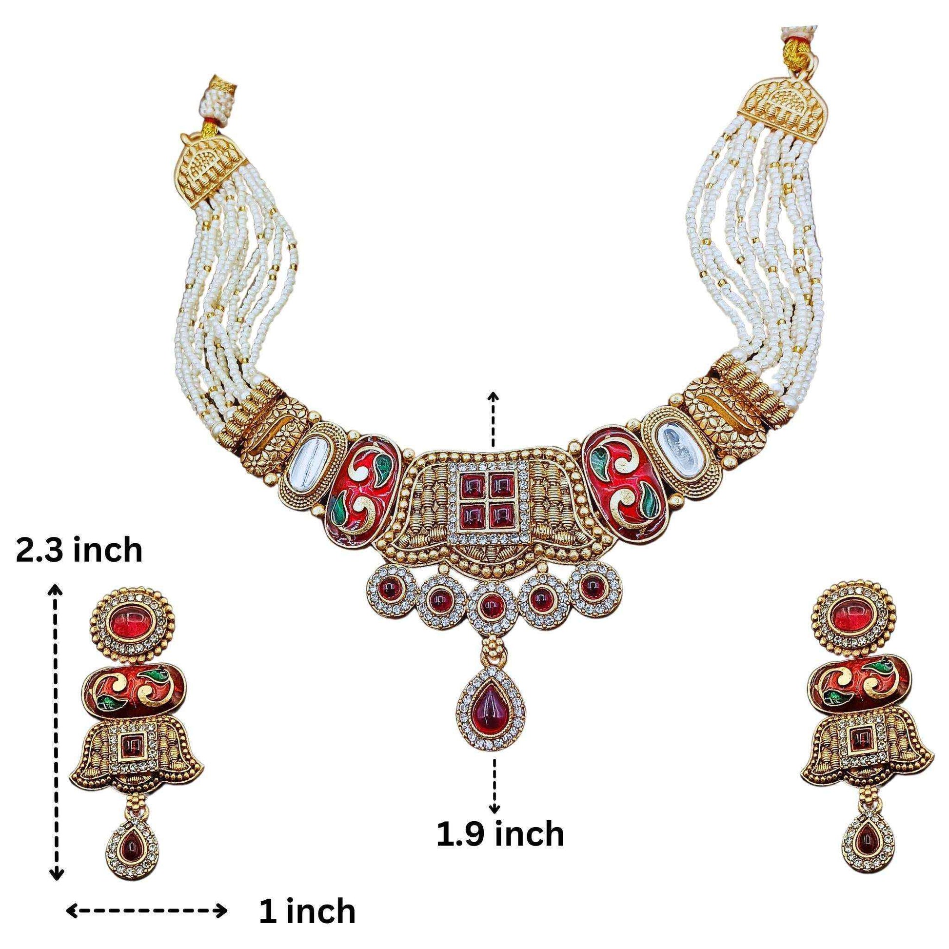 Meenakari Choker Set | Meenakari Kundan Choker Necklace Gold – Rajwadi Bridal Jewellery