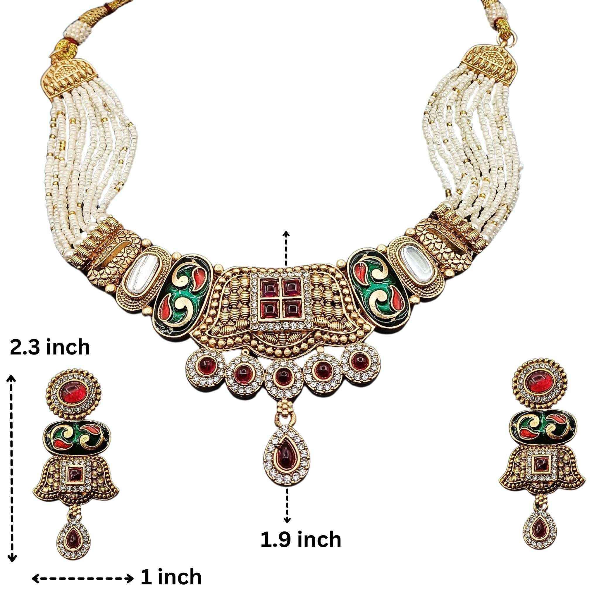 Meenakari Choker Set | Meenakari Kundan Choker Necklace Gold – Rajwadi Bridal Jewellery