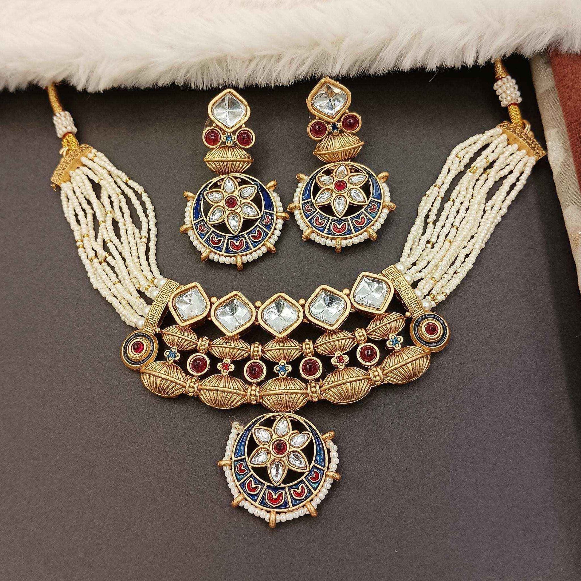 Meena Jewelry Set | Rajputi Luxury Indian Necklace & Earrings