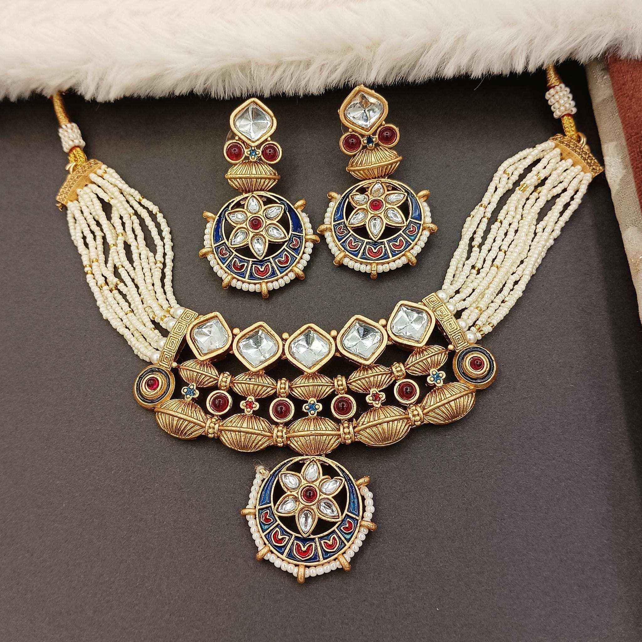 Meena Jewelry Set | Rajputi Luxury Indian Necklace & Earrings