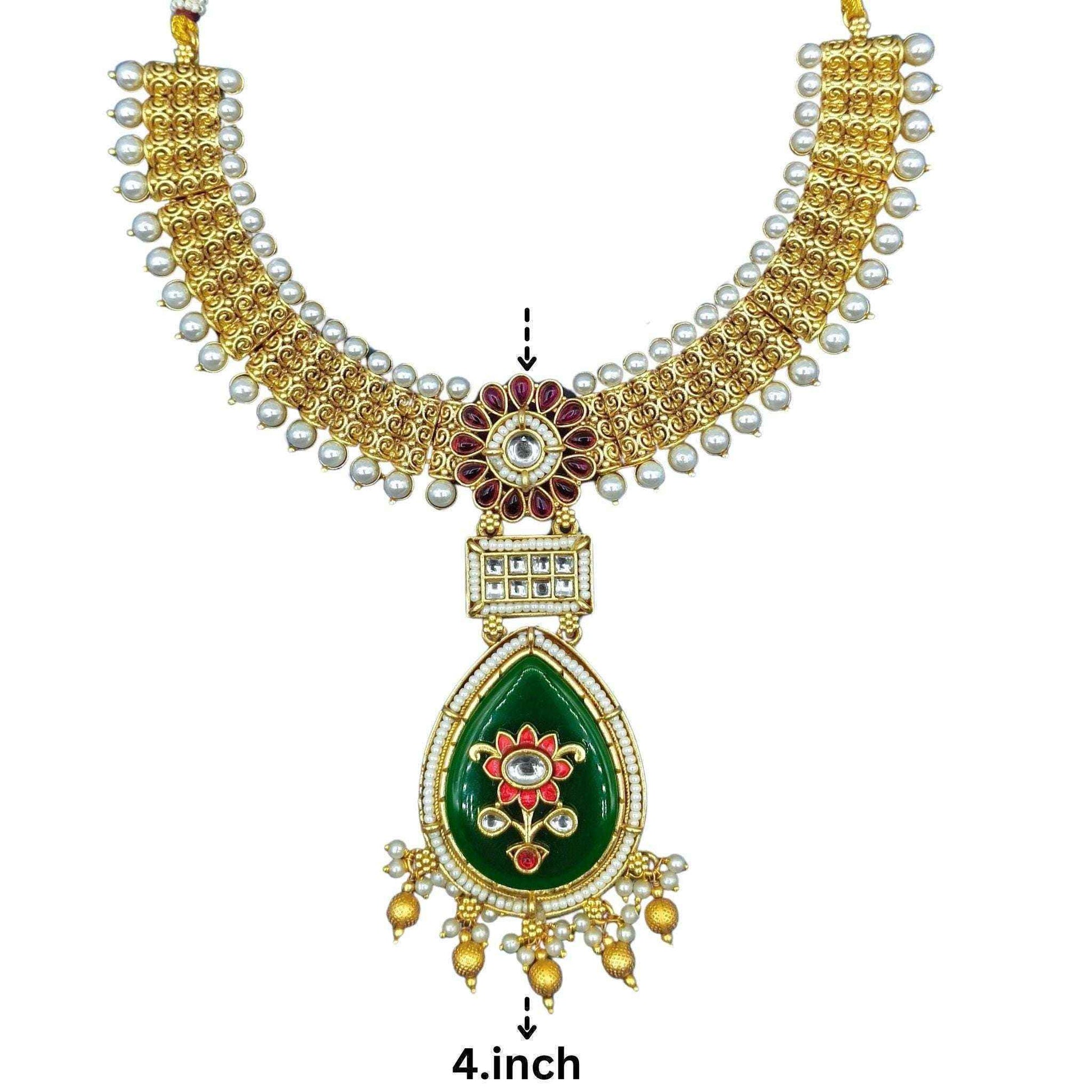 Meenakari Kundan Necklace | Rajputi Pearl Choker Bridal Jewelry