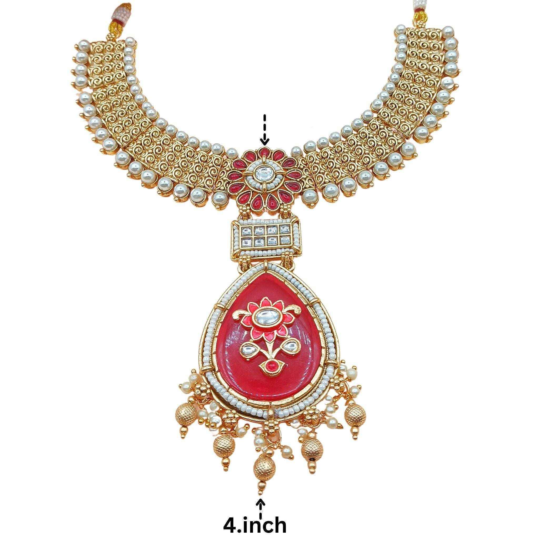 Meenakari Kundan Necklace | Rajputi Pearl Choker Bridal Jewelry