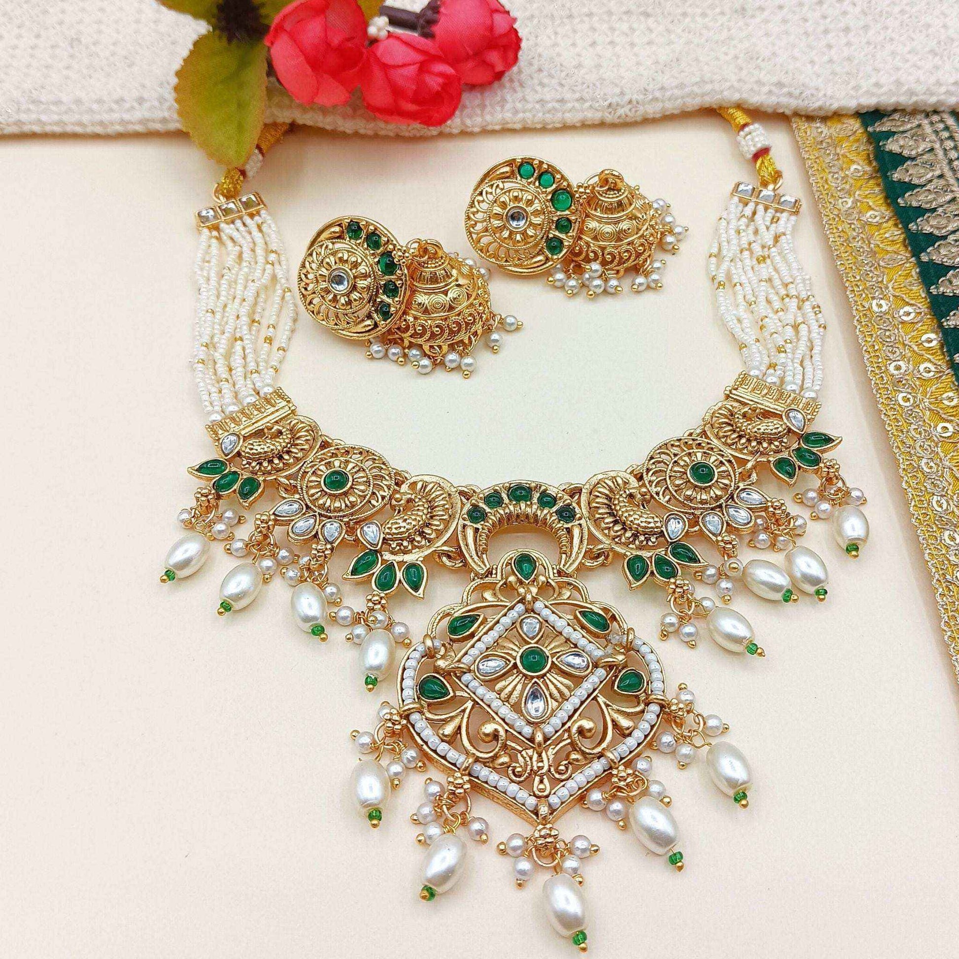 Pearl Choker Set | Rajputi Luxury Indian Bridal Jewelry