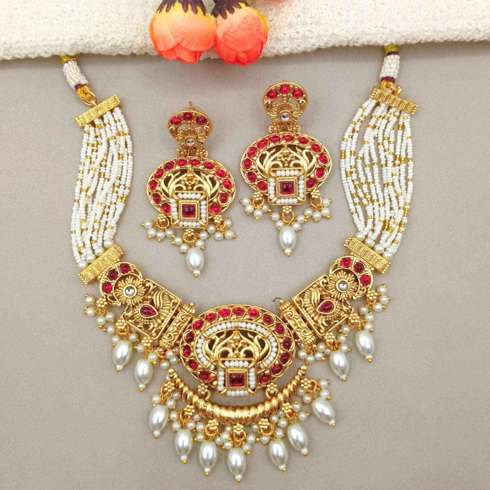 Meenakari Necklace Set | Rajwadi Luxury Handcrafted Bridal Jewelry