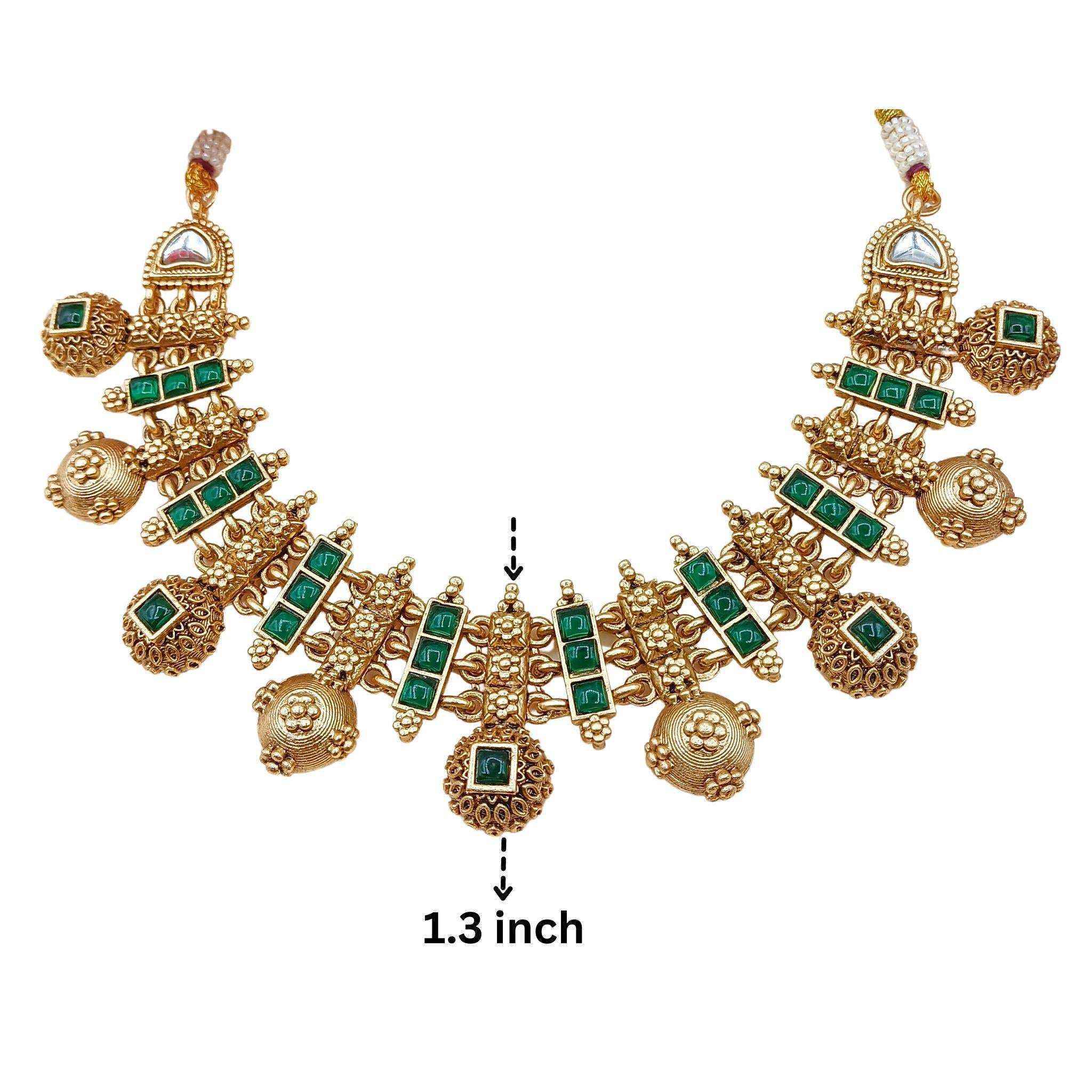 Meenakari Necklace Set | Rajwadi Antique Gold Bridal Jewelry