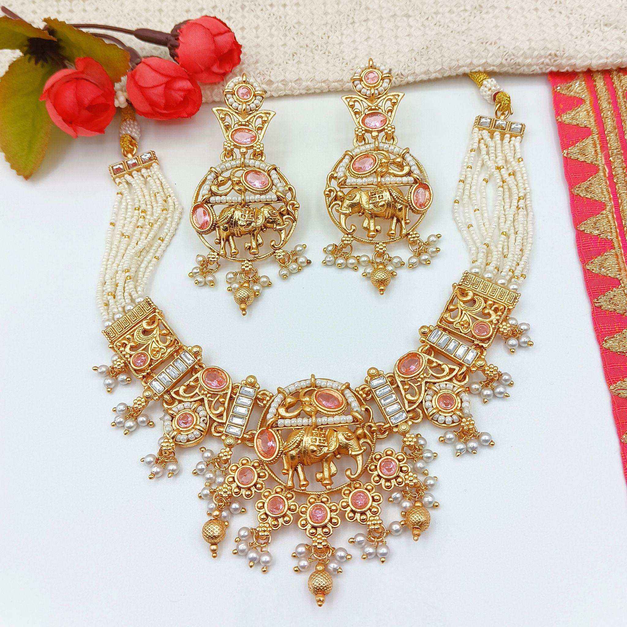 Elephant Necklace Set | Rajputi Luxury Rajwadi Wedding Jewelry