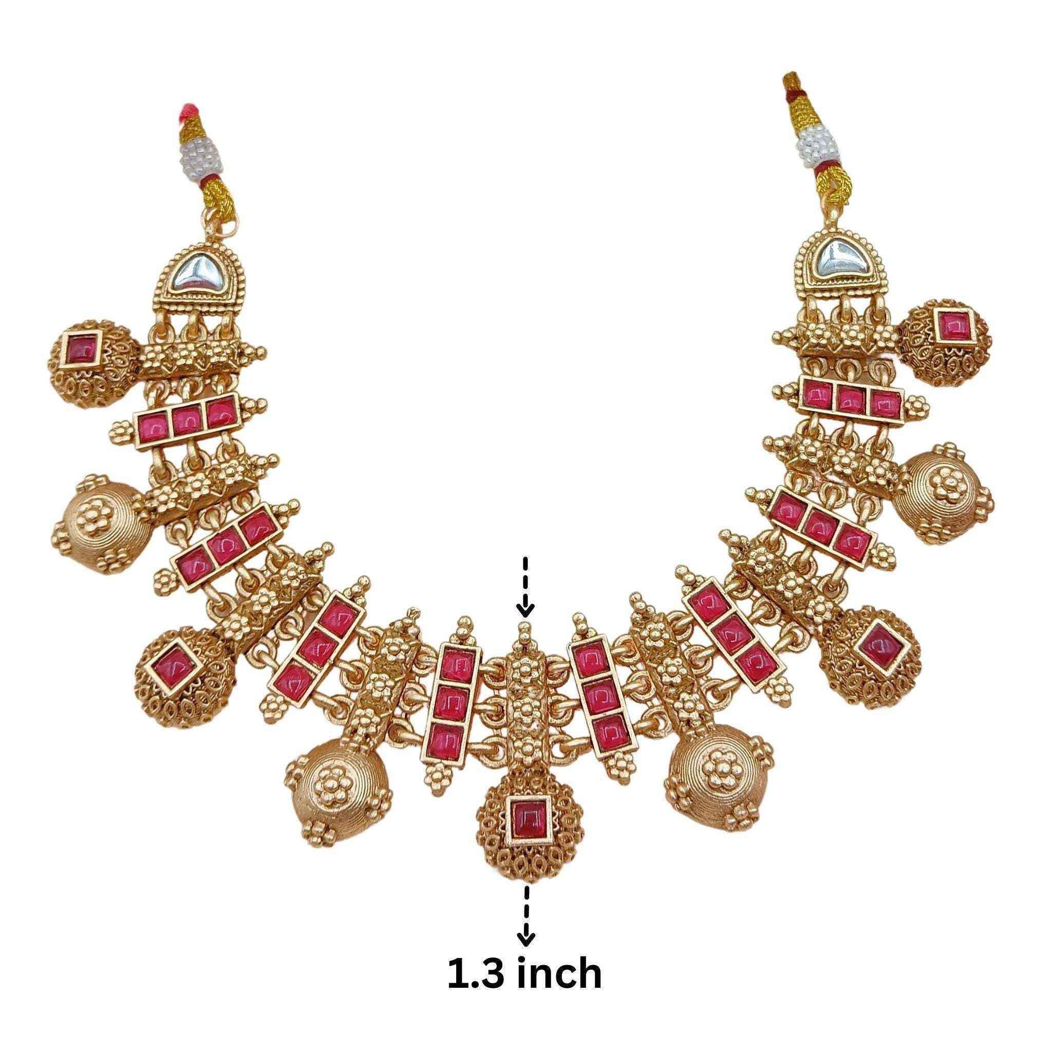 Meenakari Necklace Set | Rajwadi Antique Gold Bridal Jewelry