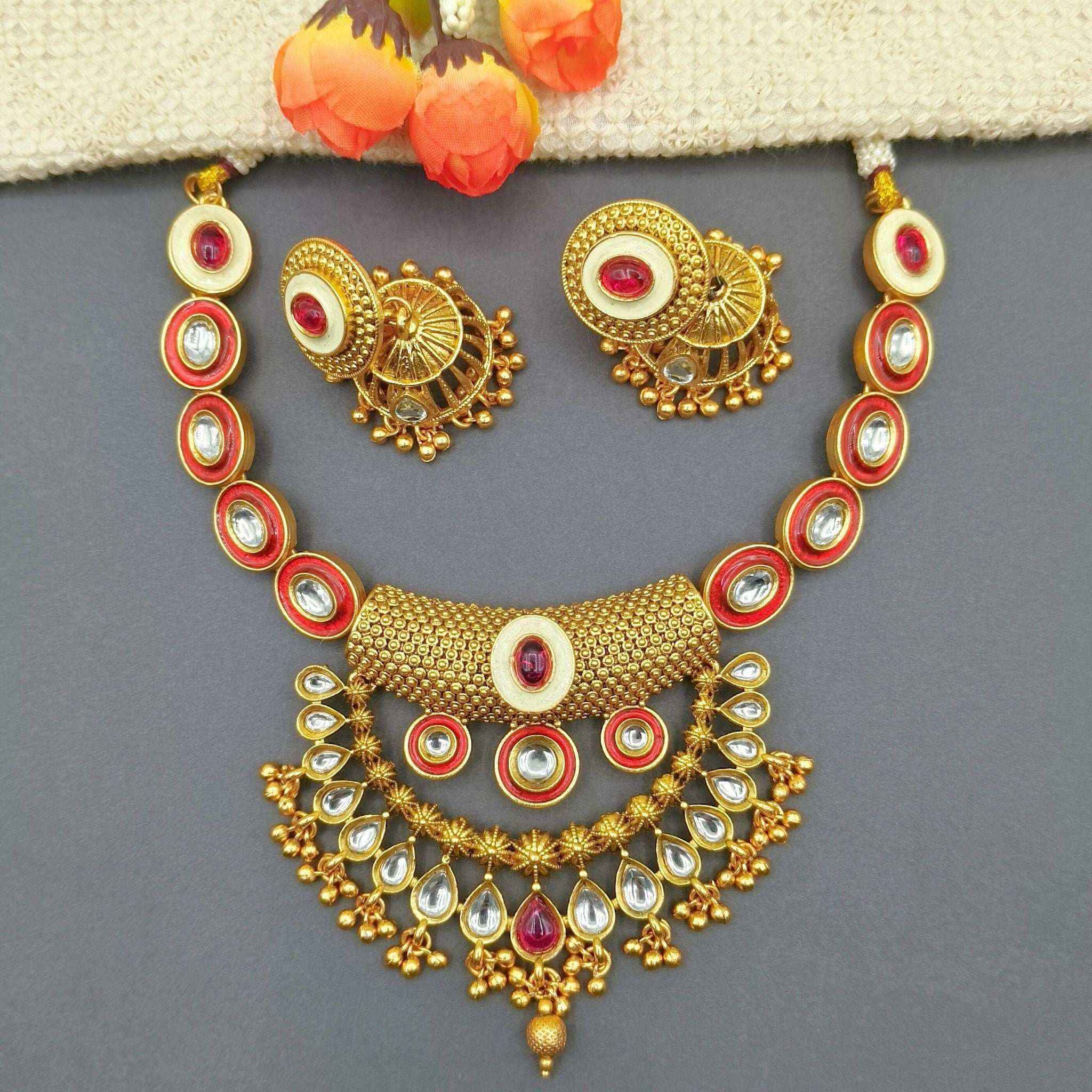 Kundan Choker Set | Rajputi Luxury Indian Bridal Necklace & Earrings