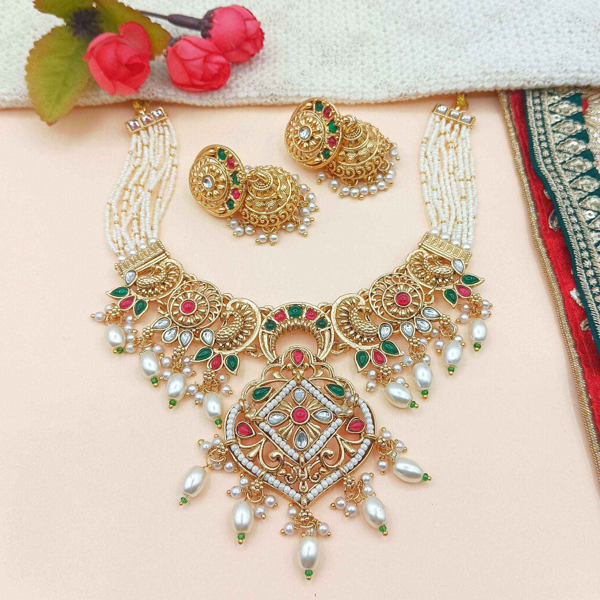 Pearl Choker Set | Rajputi Luxury Indian Bridal Jewelry