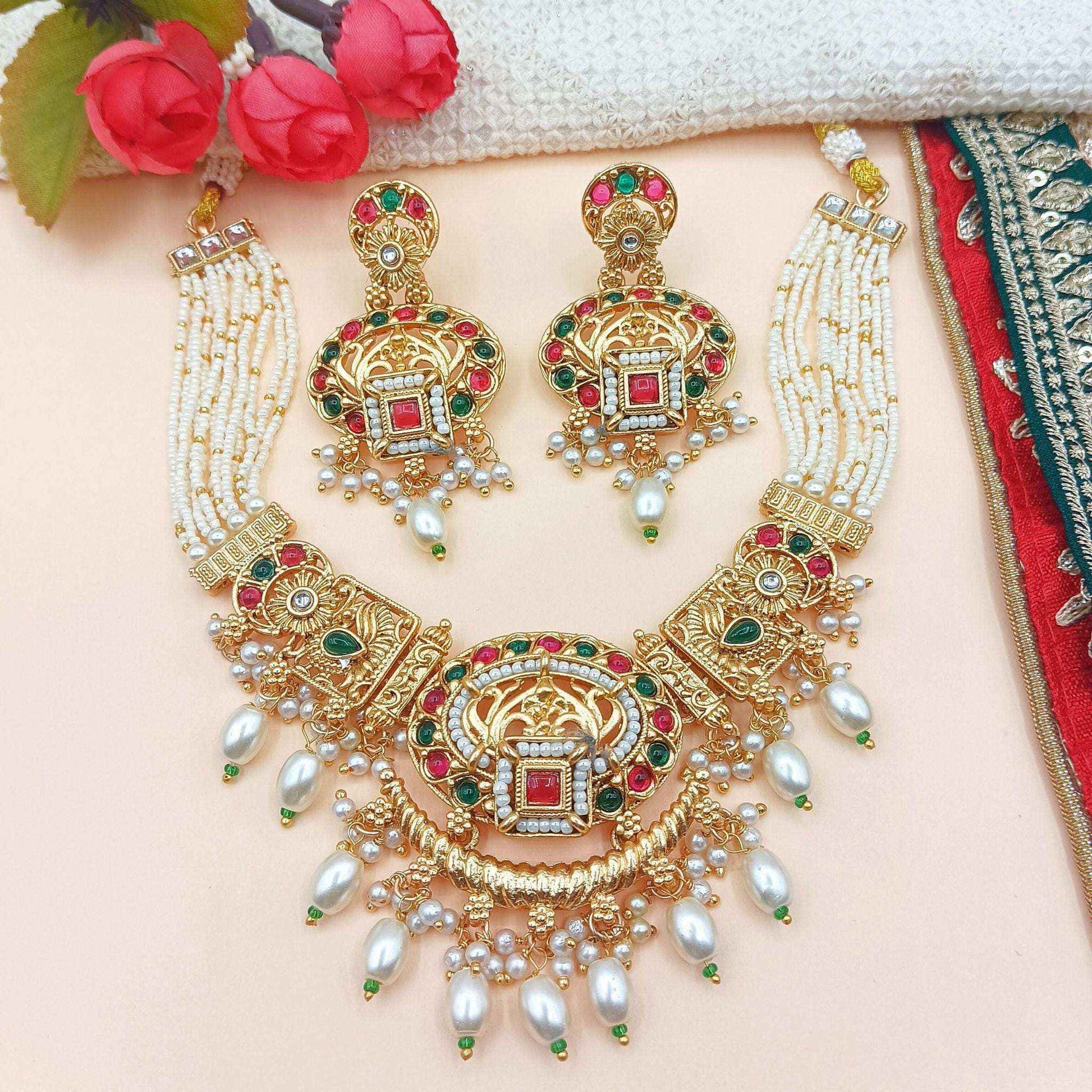 Meenakari Necklace Set | Rajwadi Luxury Handcrafted Bridal Jewelry
