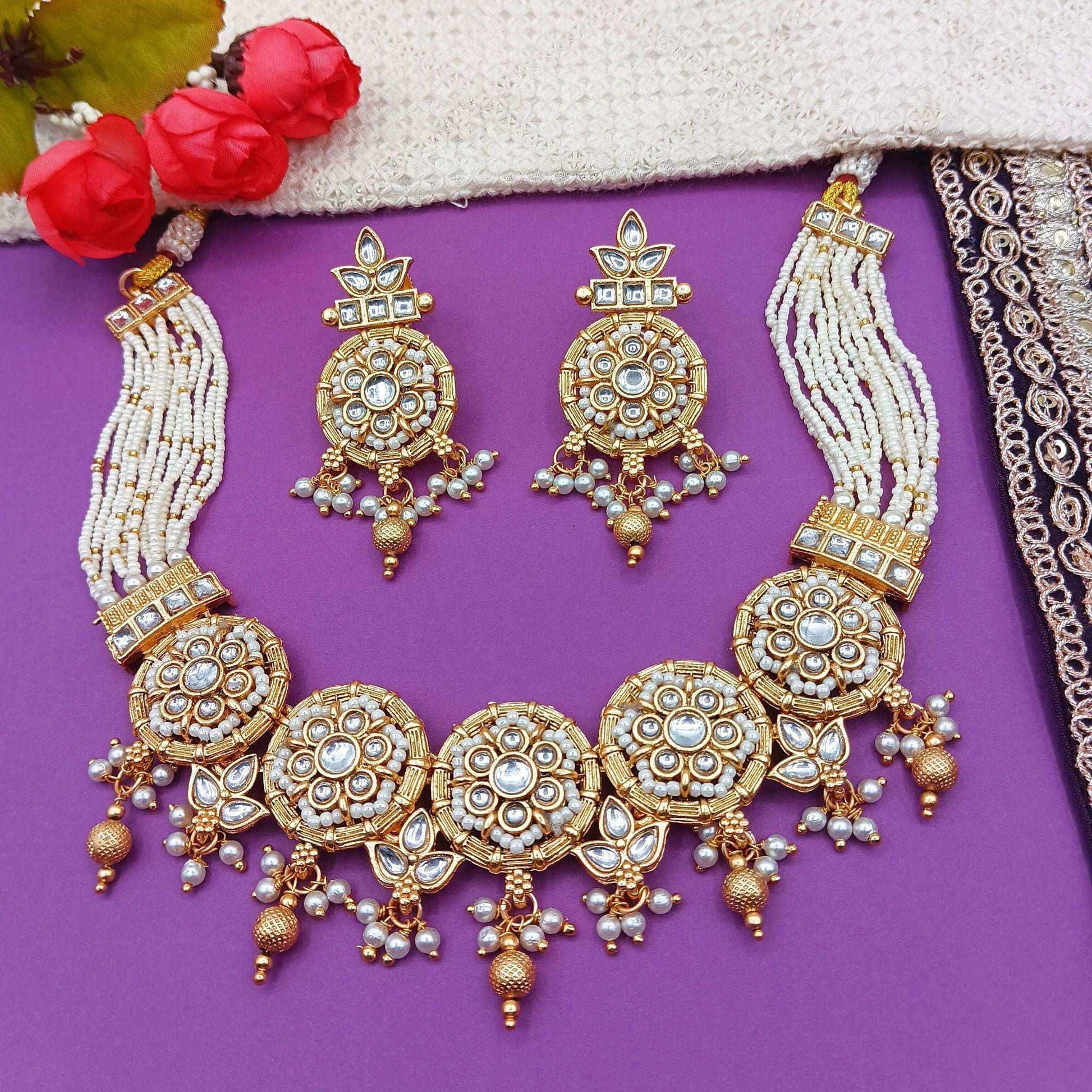 Kundan Choker Set | Rajputi Bridal Necklace with Pearls & Gold