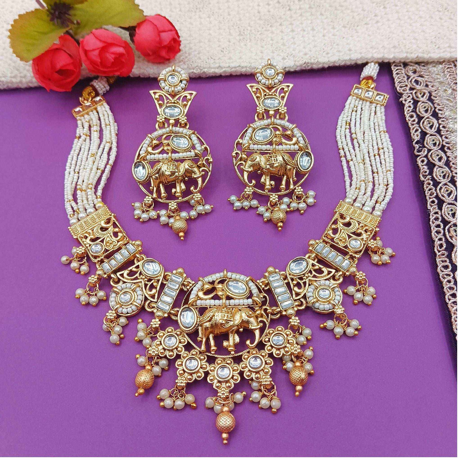 Elephant Necklace Set | Rajputi Luxury Rajwadi Wedding Jewelry