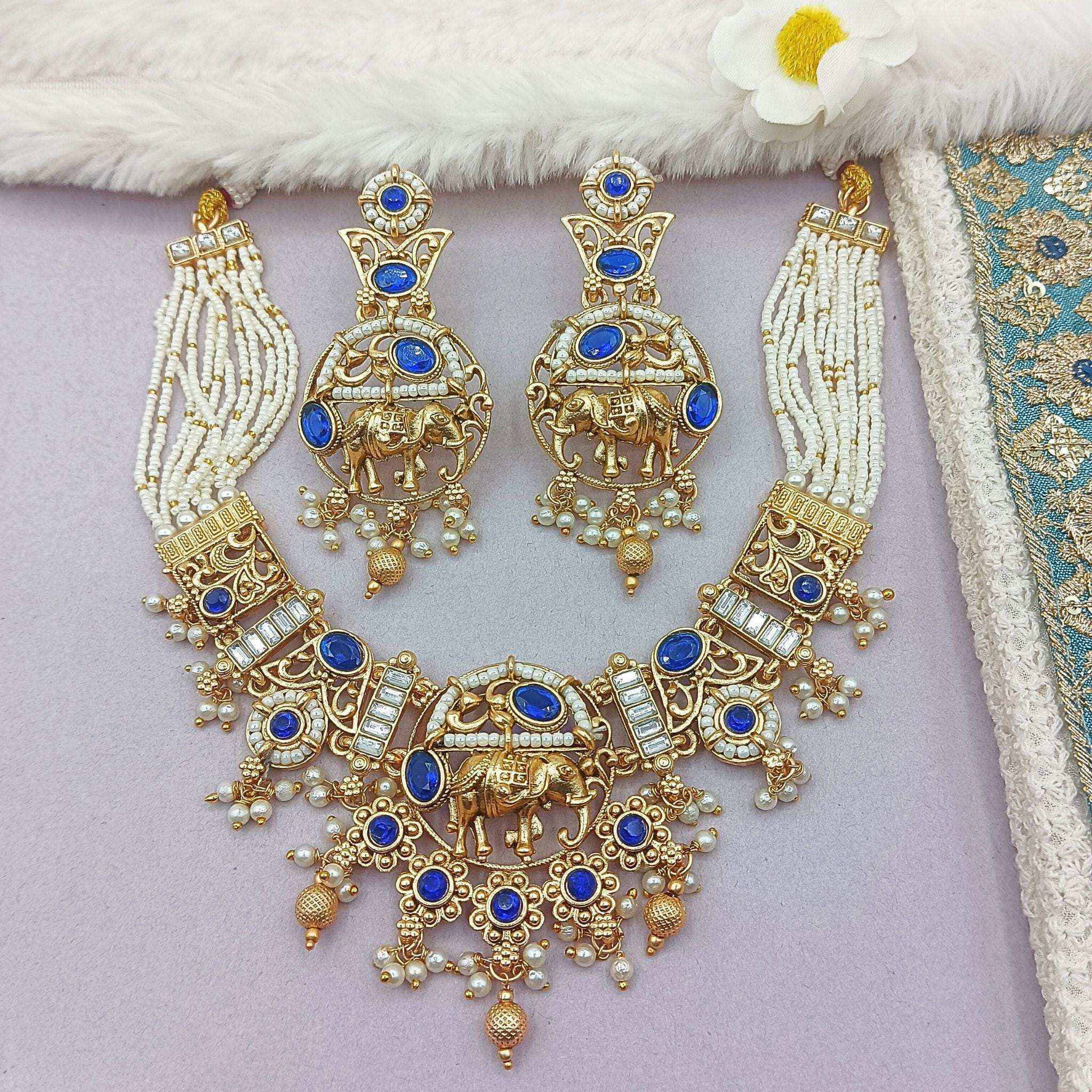 Elephant Necklace Set | Rajputi Luxury Rajwadi Wedding Jewelry