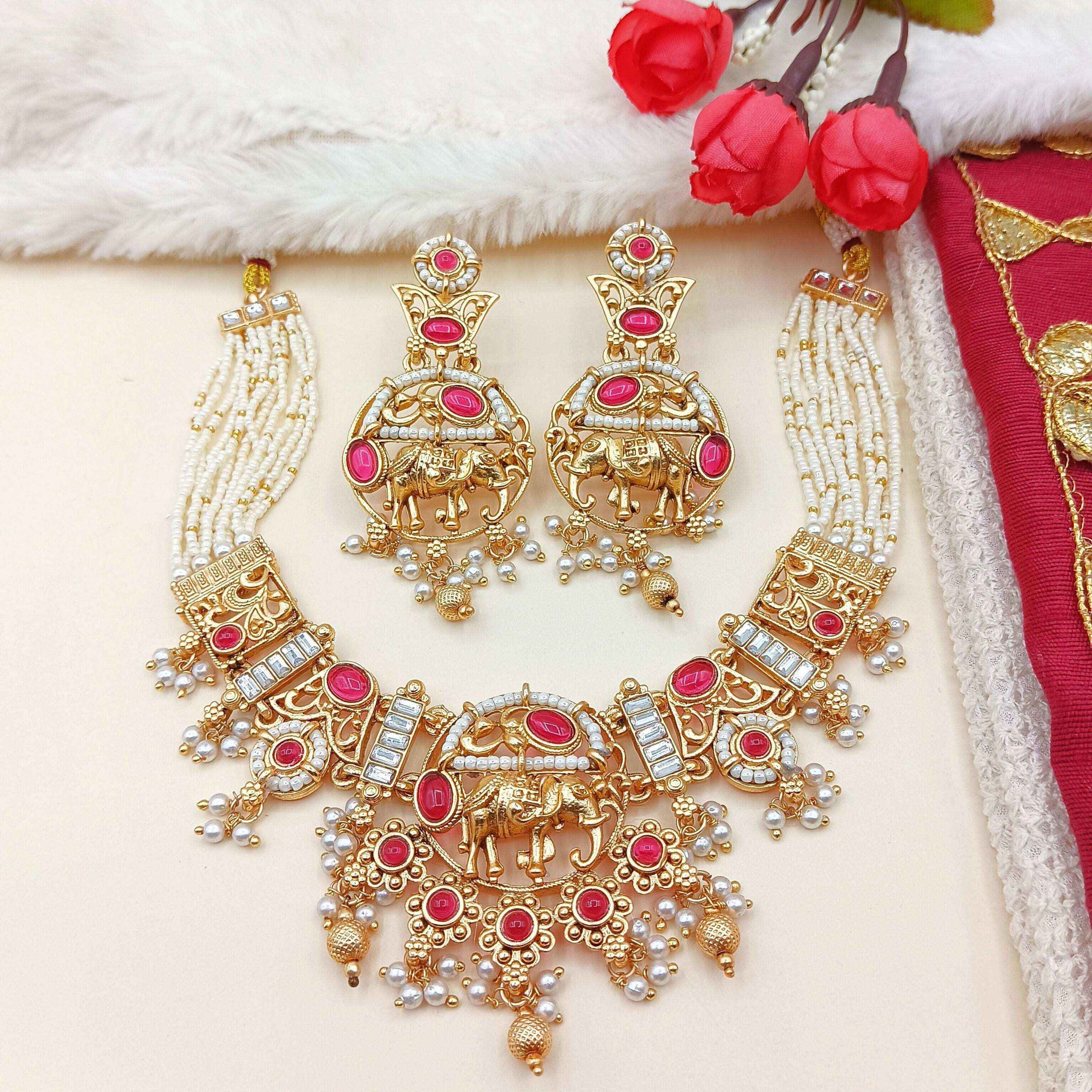 Elephant Necklace Set | Rajputi Luxury Rajwadi Wedding Jewelry