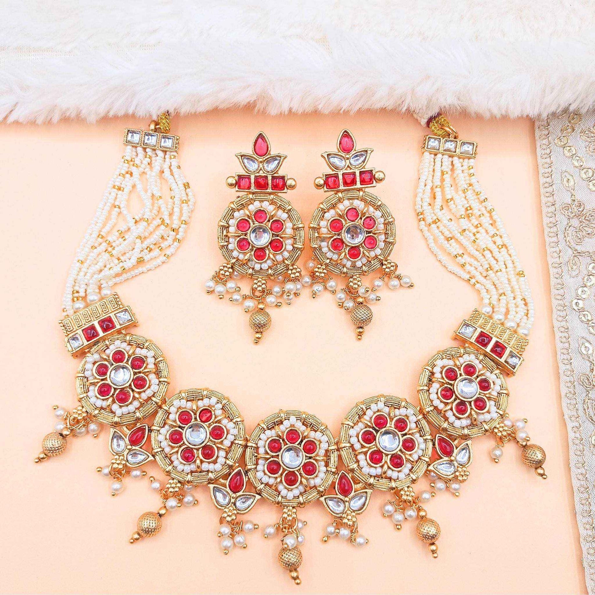 Kundan Choker Set | Rajputi Bridal Necklace with Pearls & Gold