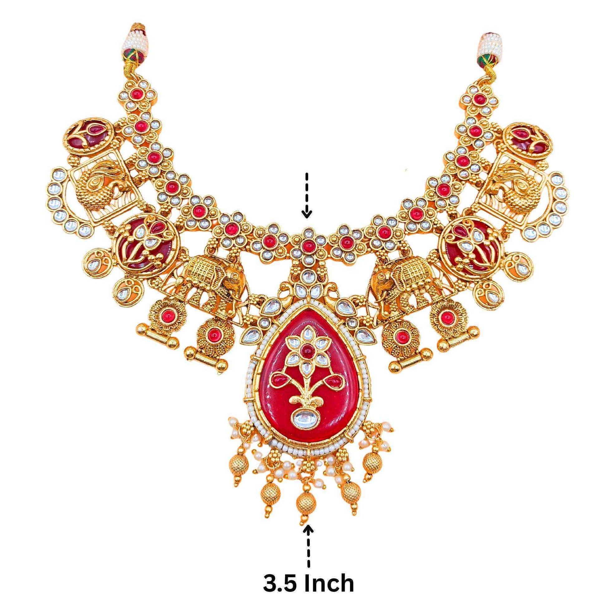 Meenakari Necklace | Antique Gold Choker Set Bridal Jewelry