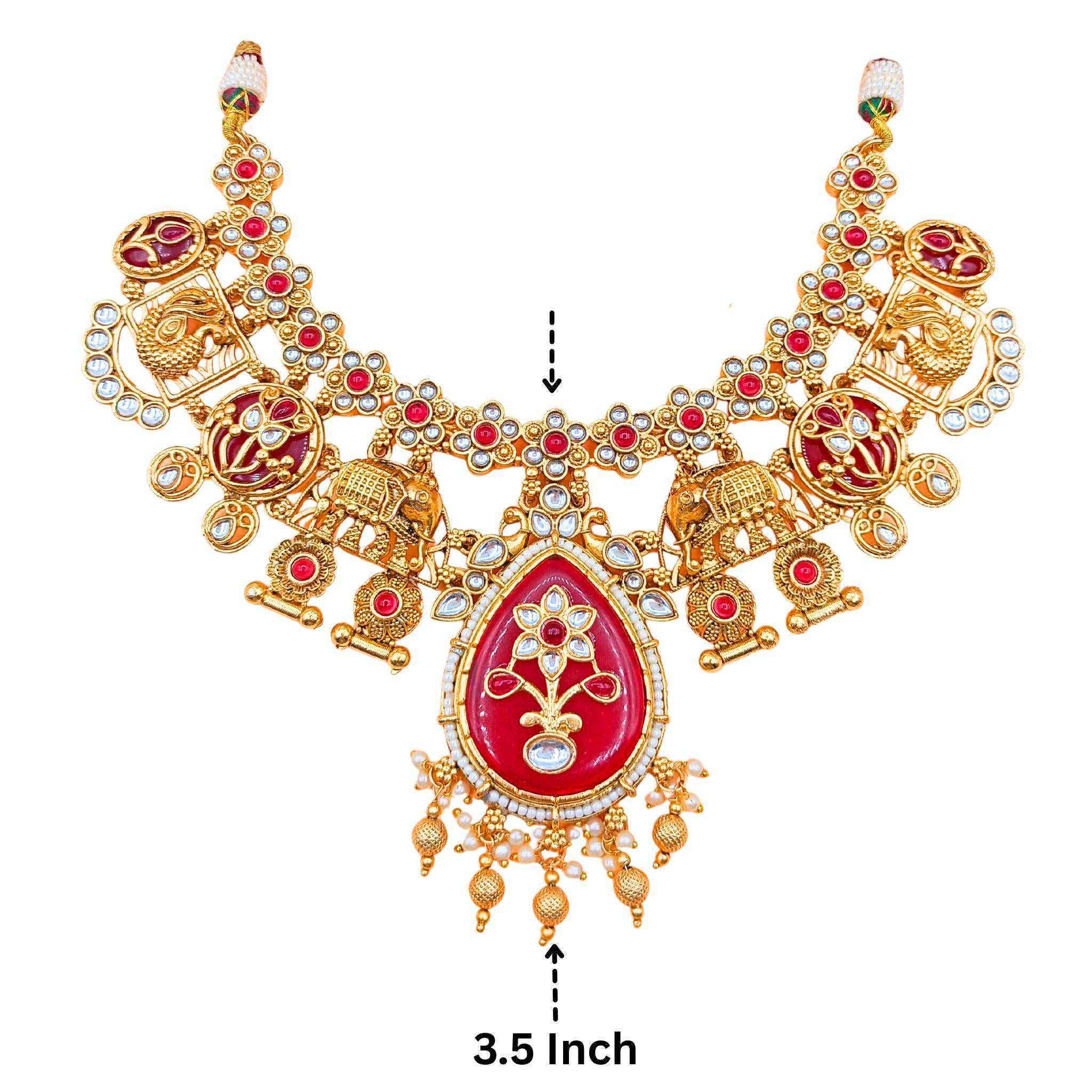 Meenakari Necklace | Antique Gold Choker Set Bridal Jewelry