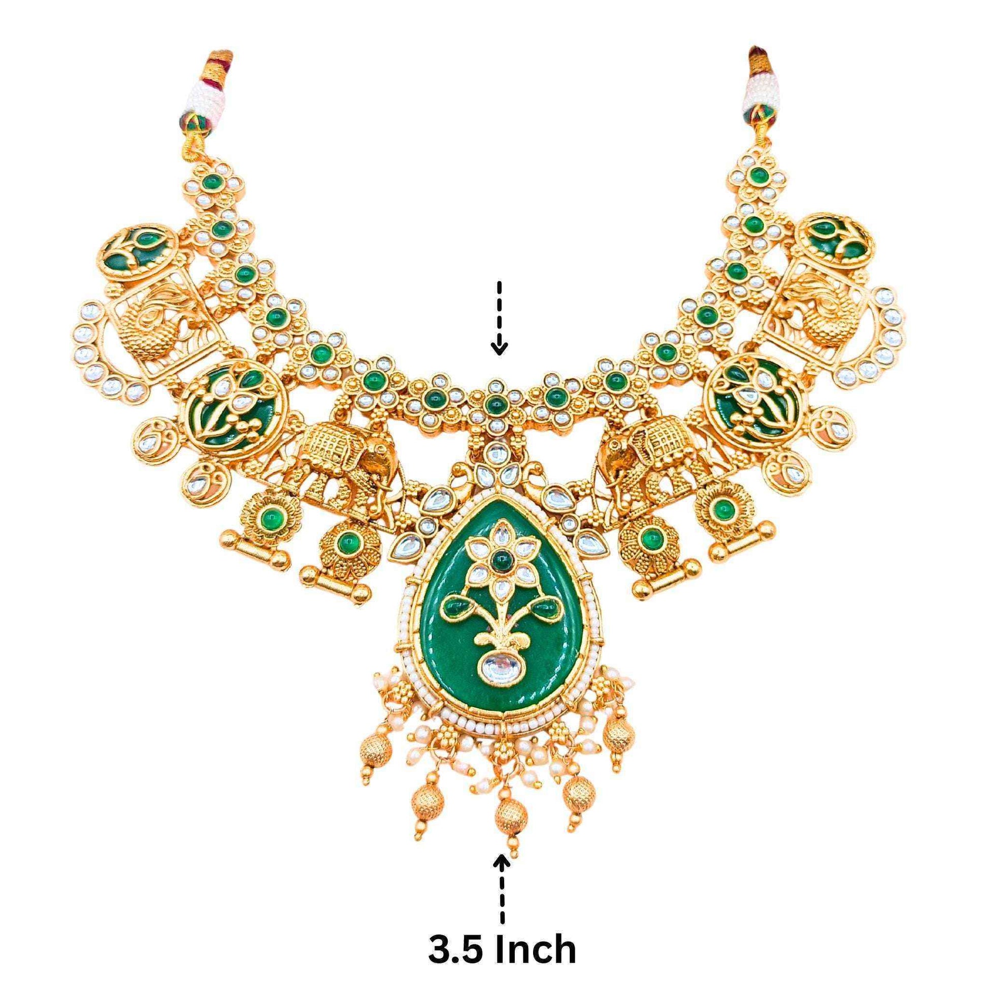 Meenakari Necklace | Antique Gold Choker Set Bridal Jewelry